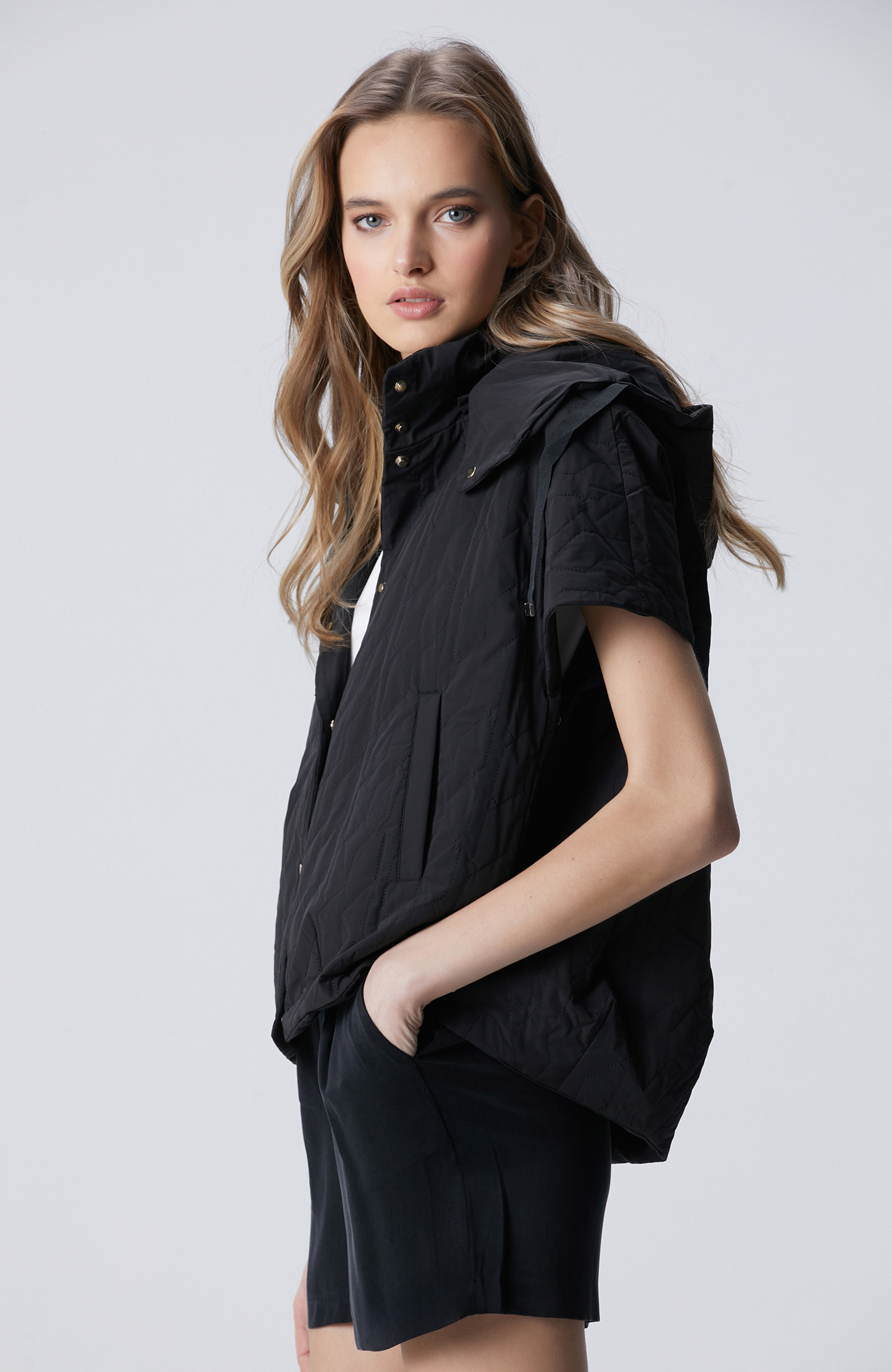 Black Quilted Casual Vest