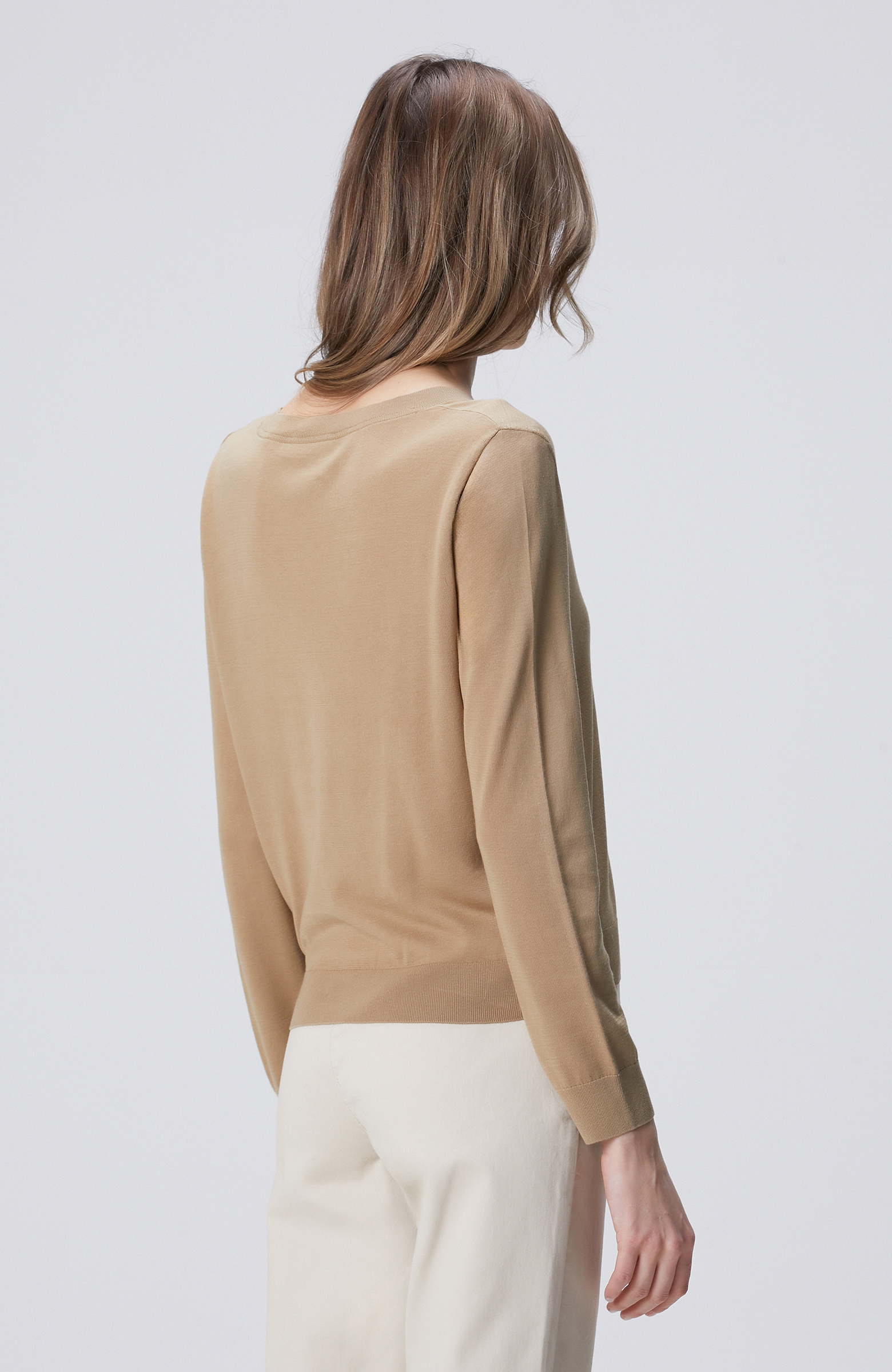 Limited Yağ Yeşili İpek Karışımlı V Yaka Kazak