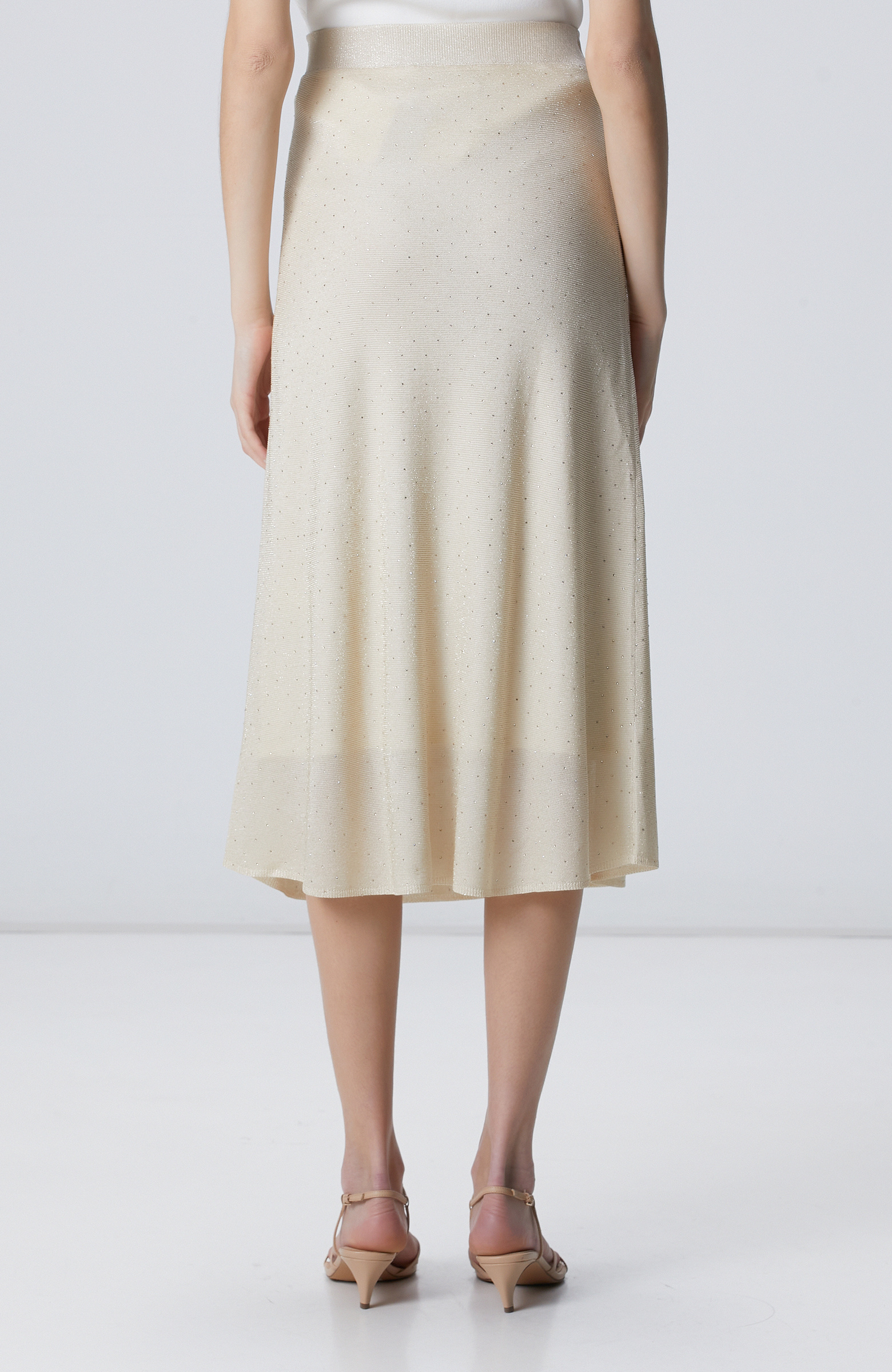 Bej Taş Detaylı Triko Etek