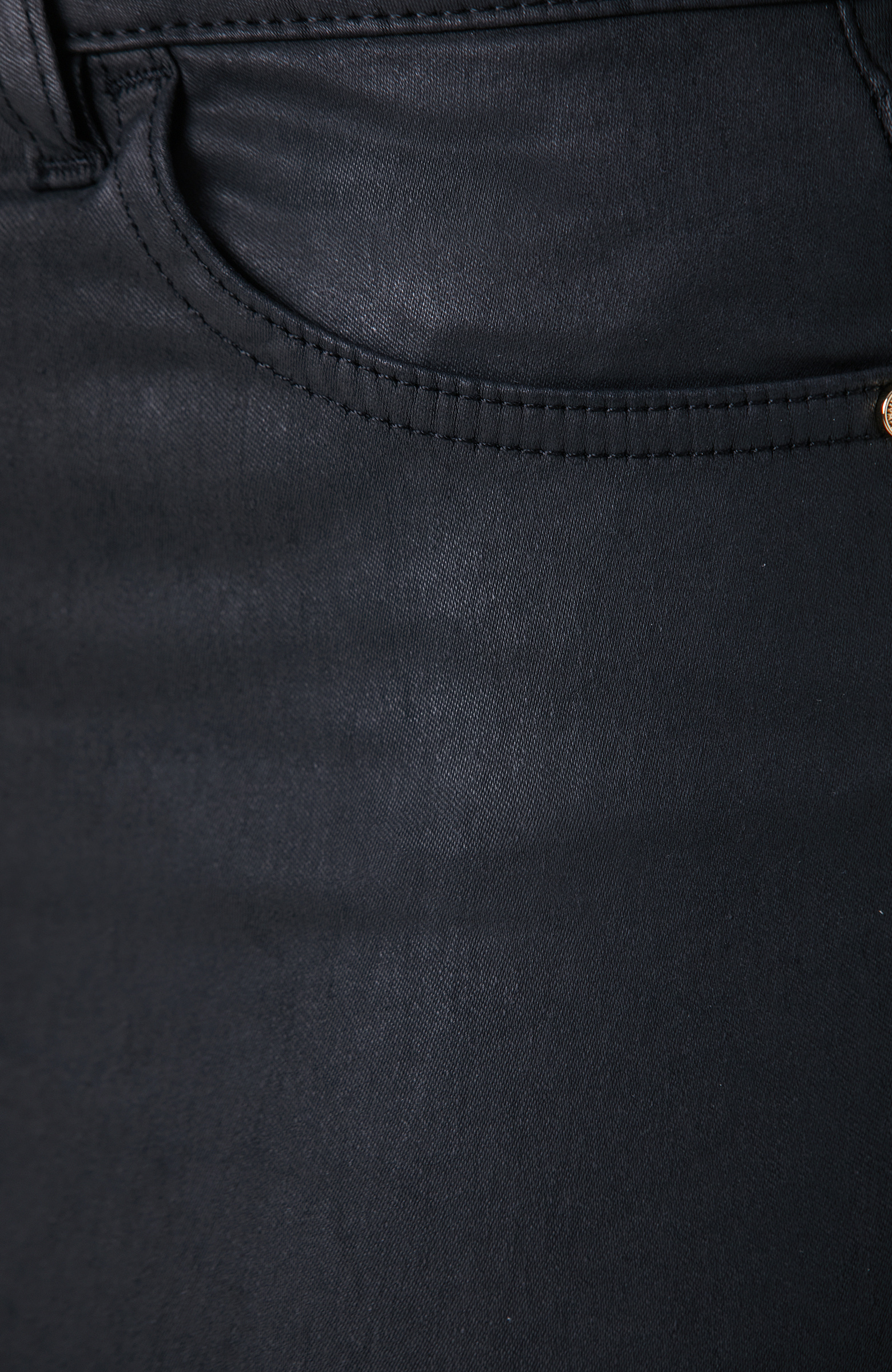 Siyah Kaplamalı Skinny Kalıp Denim Pantolon