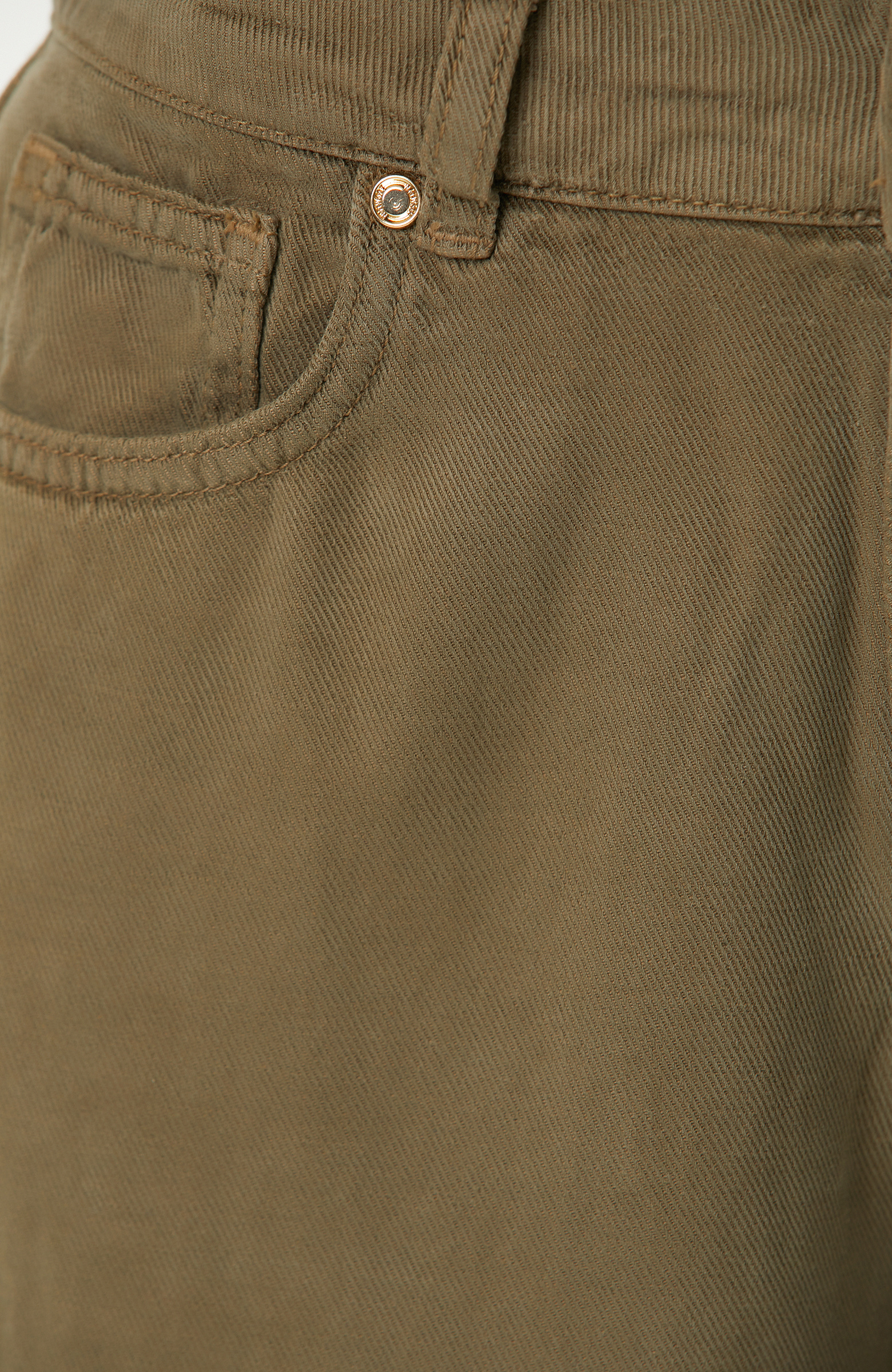 Wide Leg Haki Tencel Karışımlı Casual Pantolon