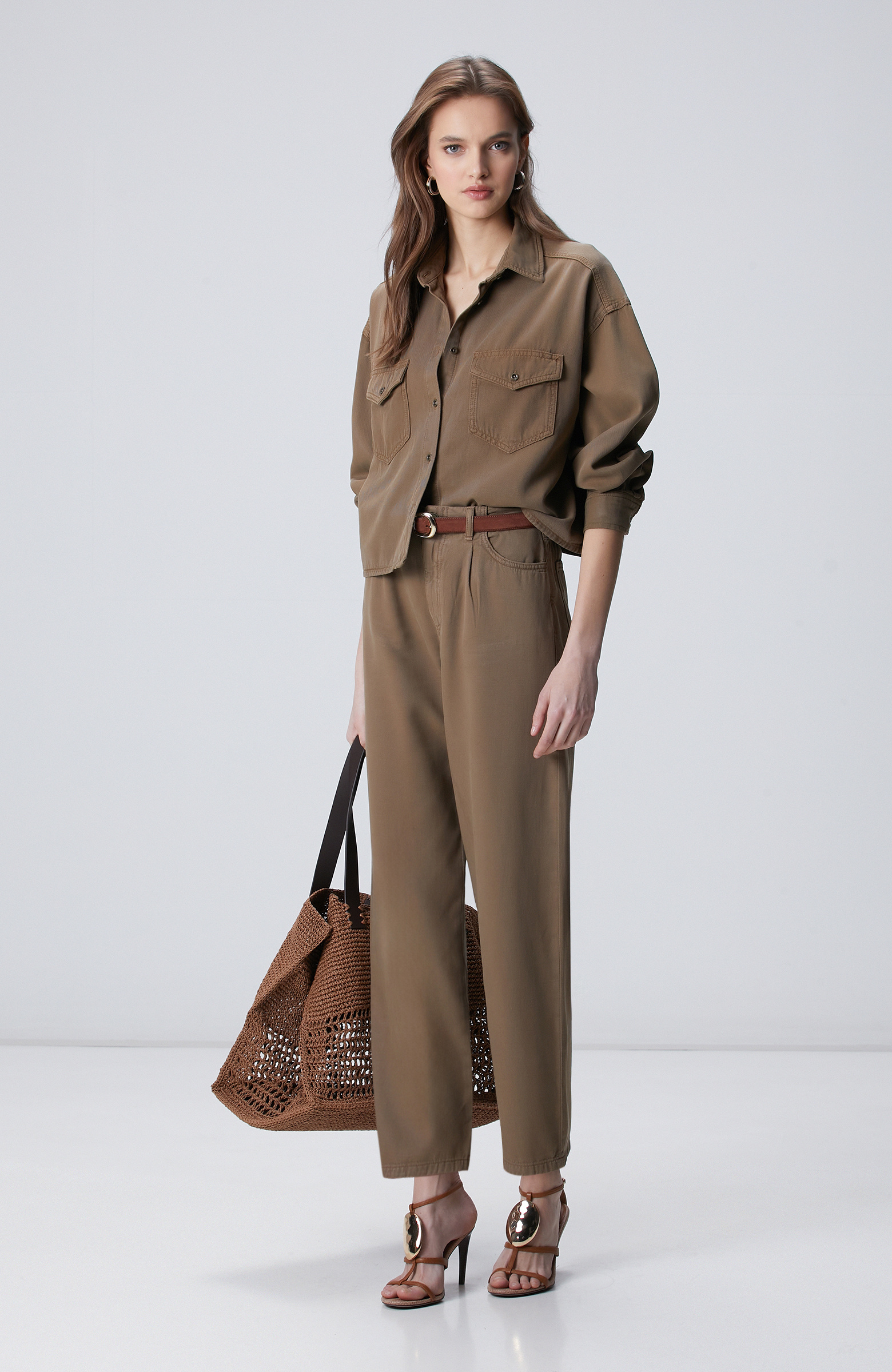 Vizon Tencel Karışımlı Denim Gömlek