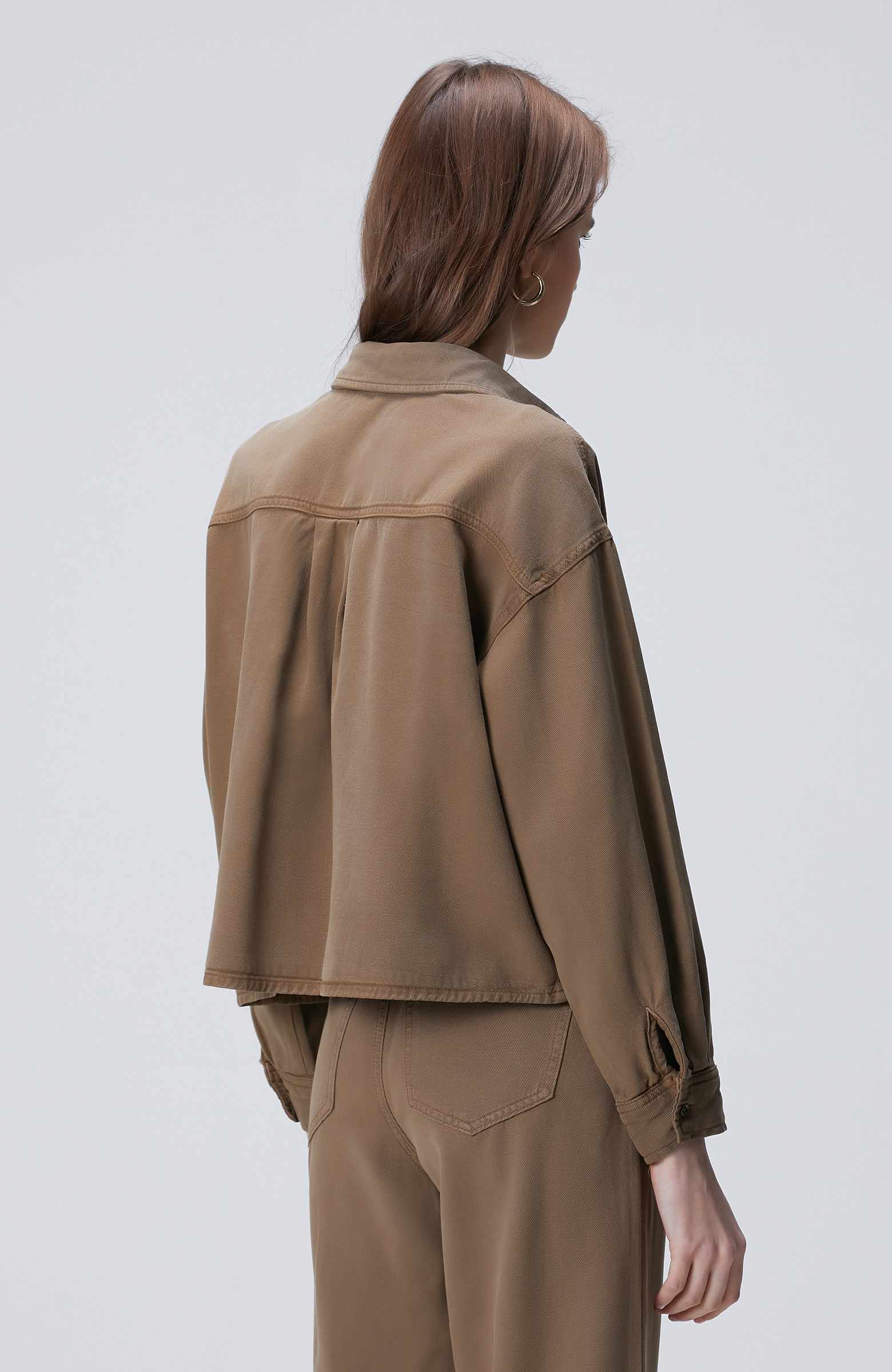 Vizon Tencel Karışımlı Denim Gömlek