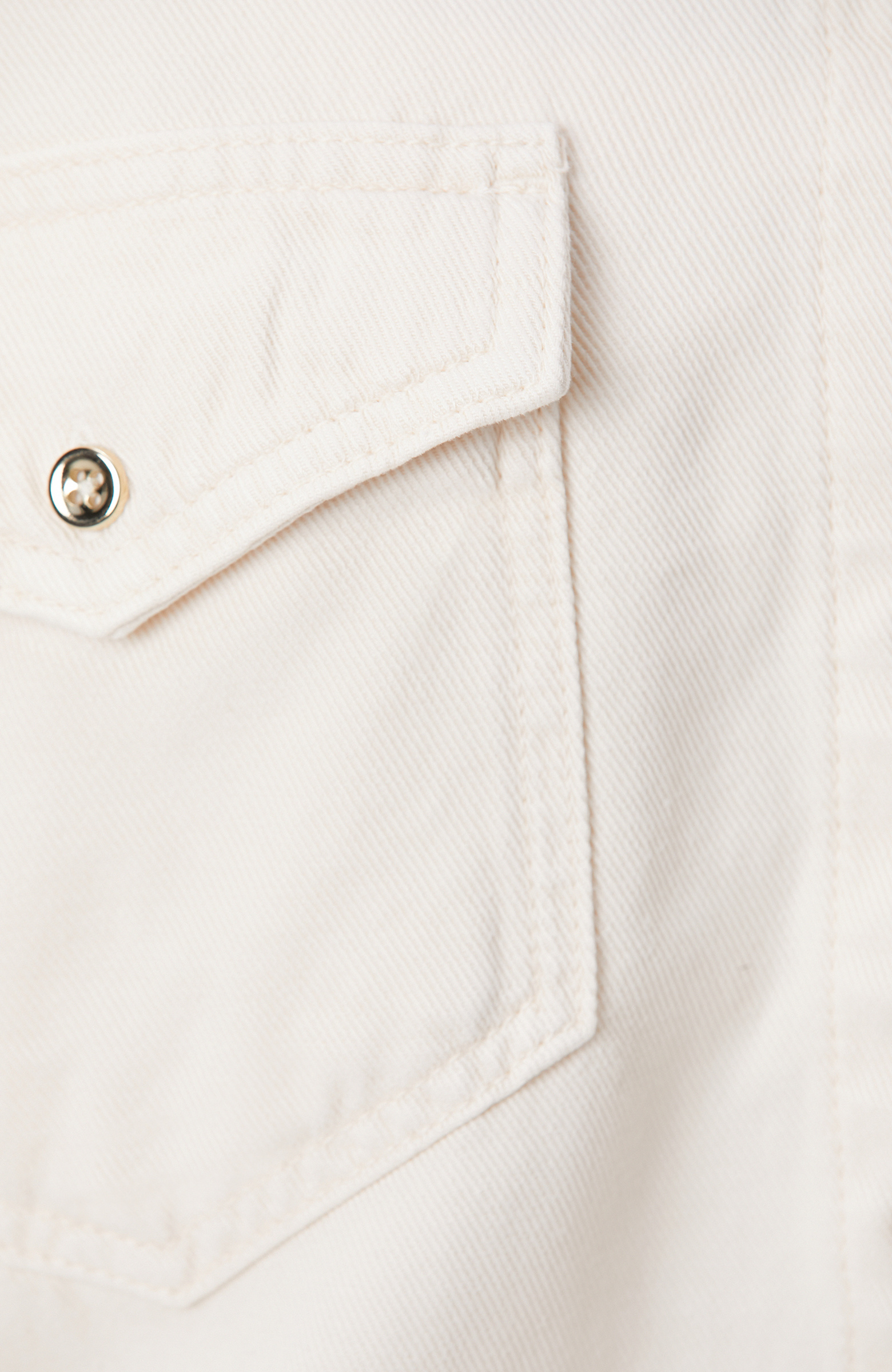 Kırık Beyaz Tencel Karışımlı Denim Gömlek