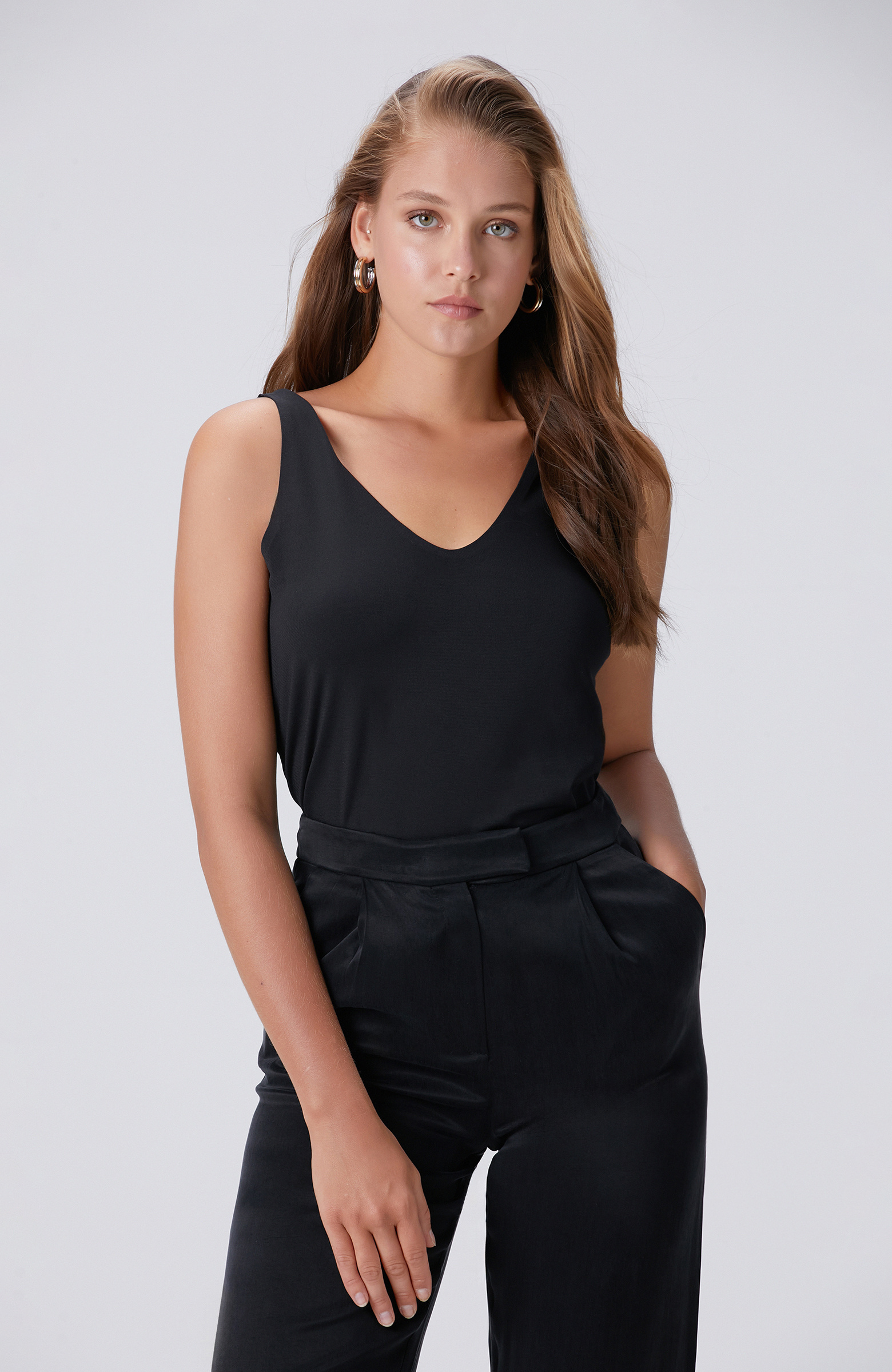 Siyah Basic Örme Bluz