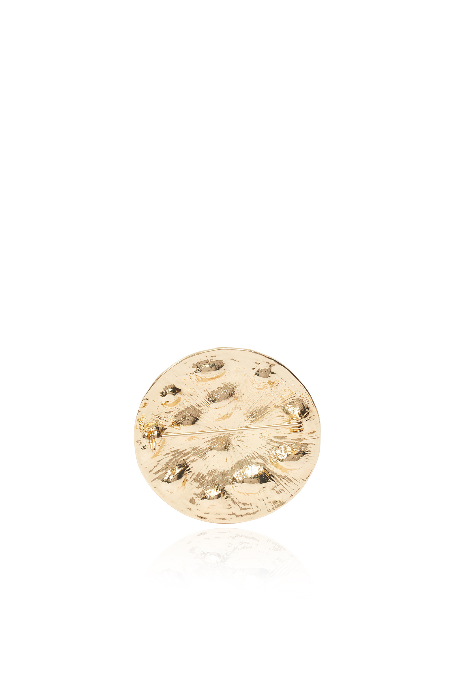 Gold Yuvarlak Form Taşlı Kadın Broş