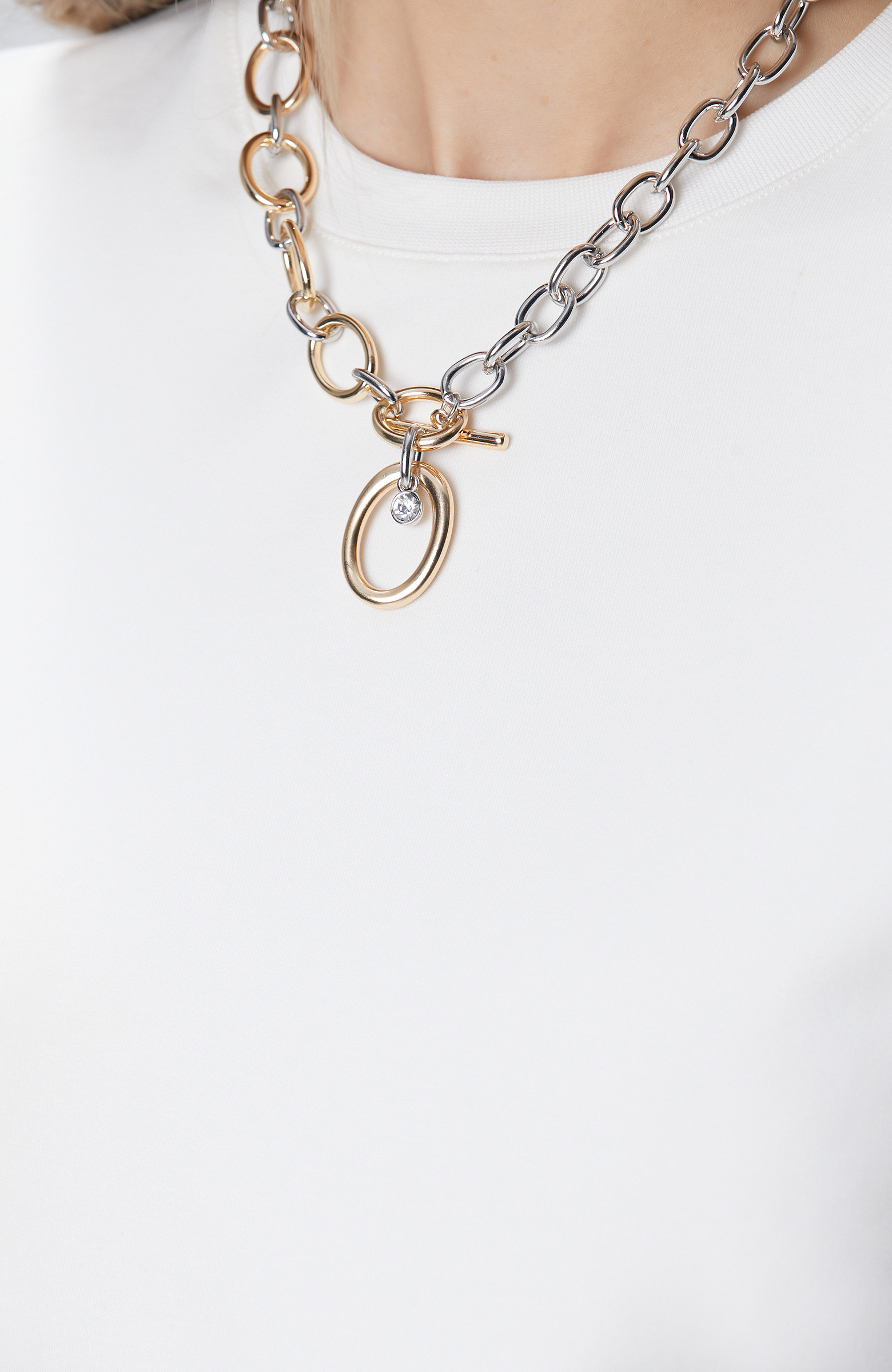 Silver Gold Kadın Zincir Mix Kolye