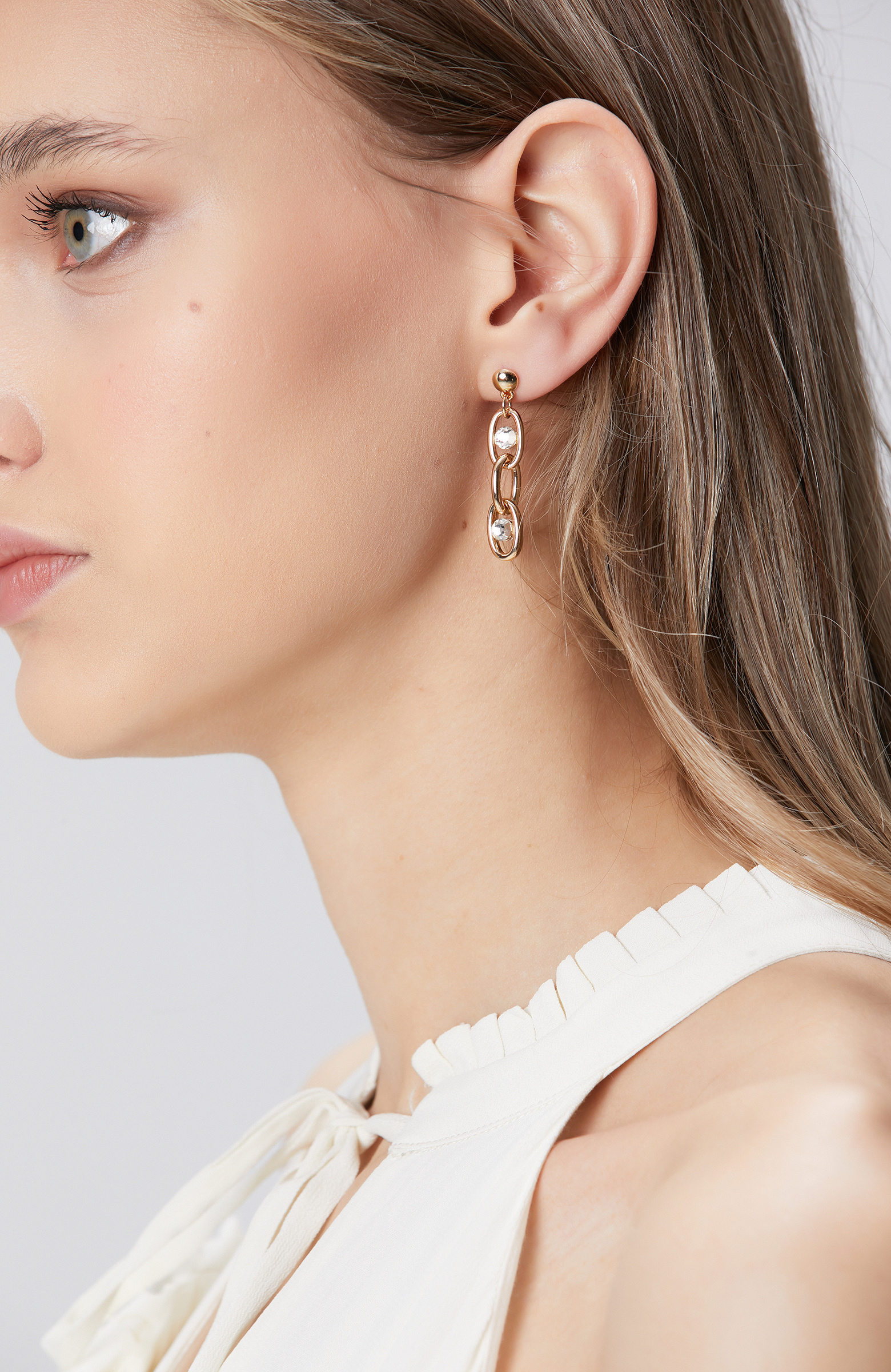 Gold Taşlı Kadın Küpe