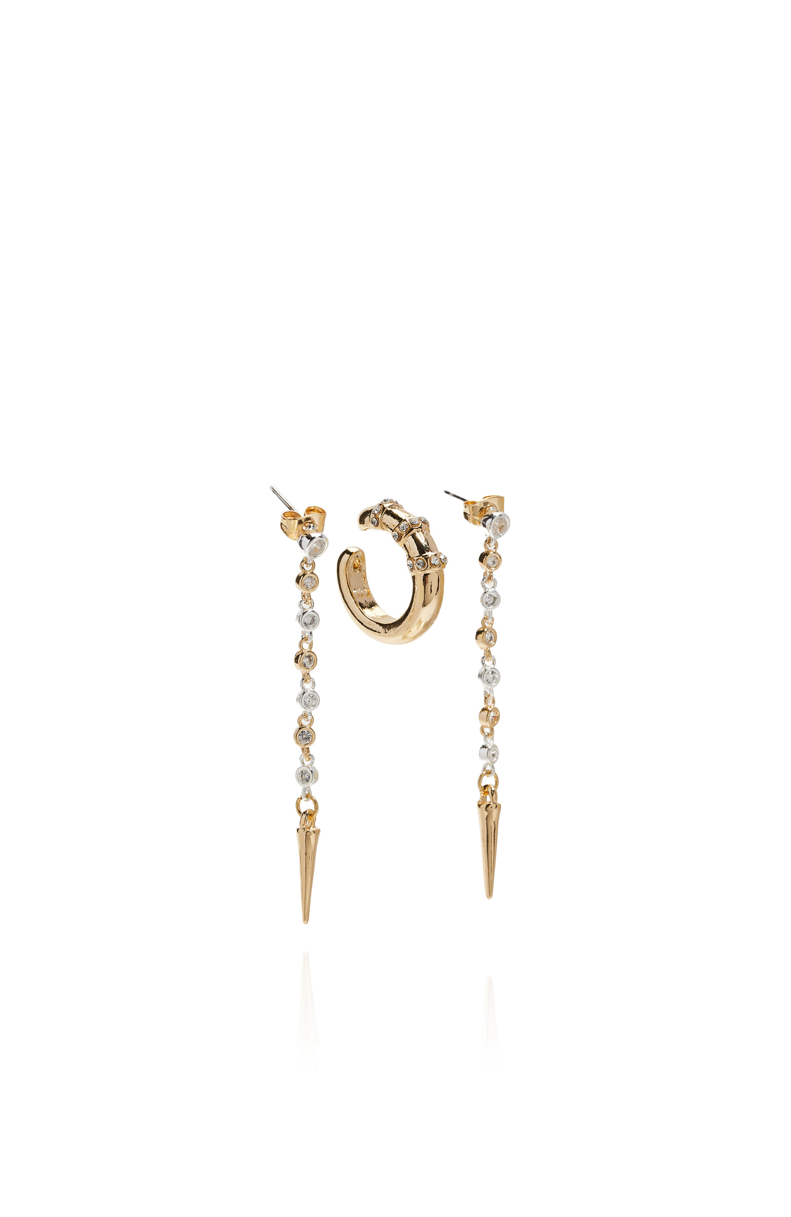 3lü Gold Altın Rengi Kadın Küpe Seti