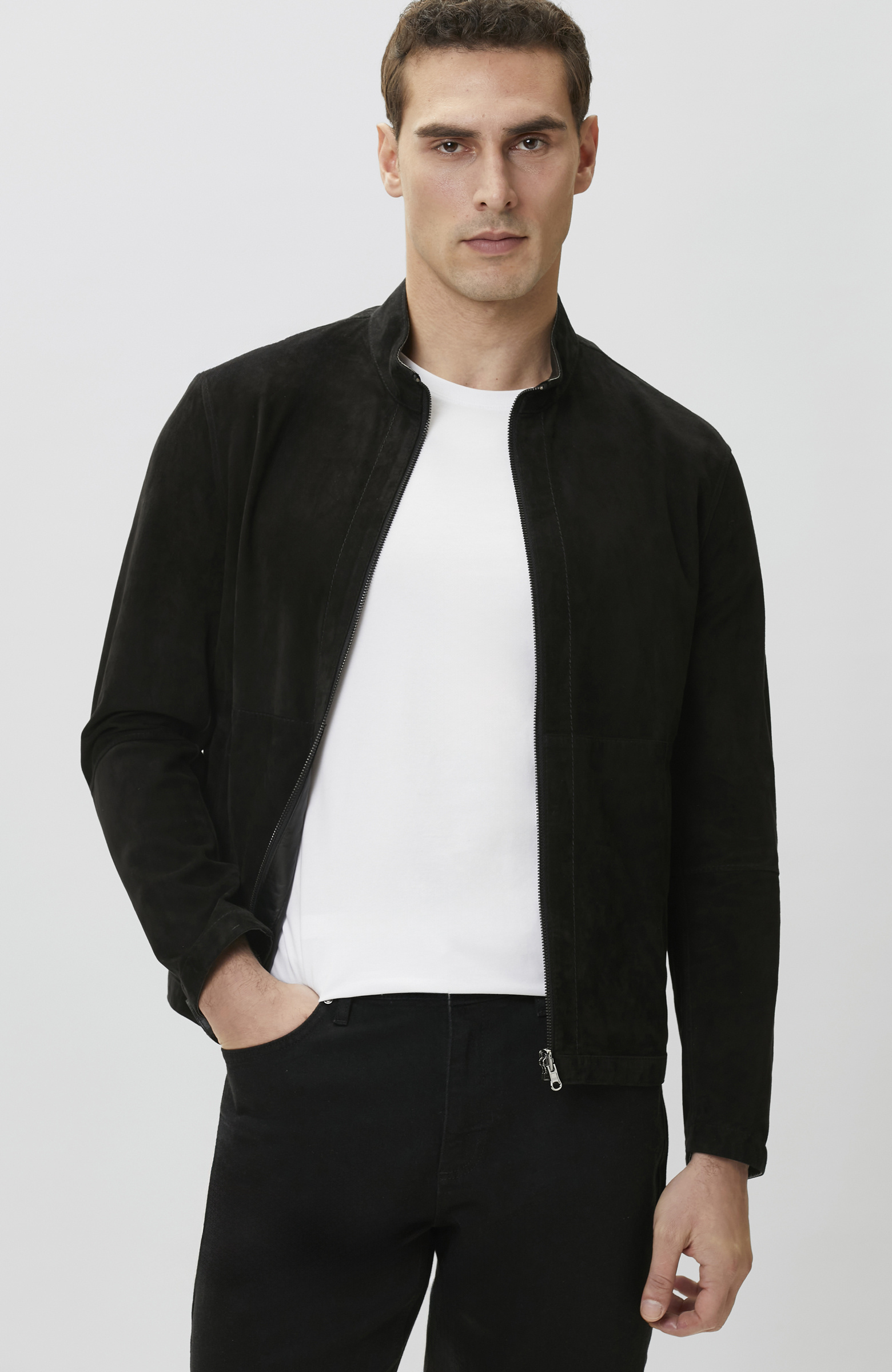 Siyah Çift Taraflı Süet Mont