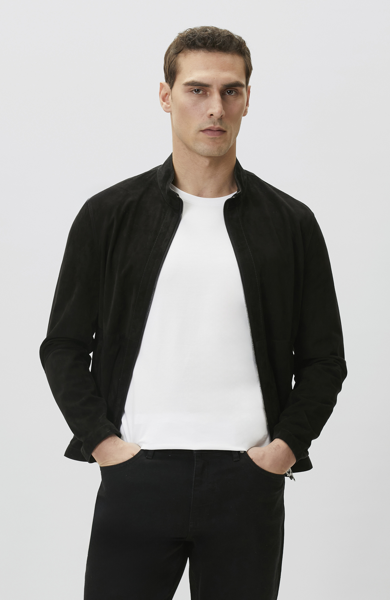 Siyah Çift Taraflı Süet Mont