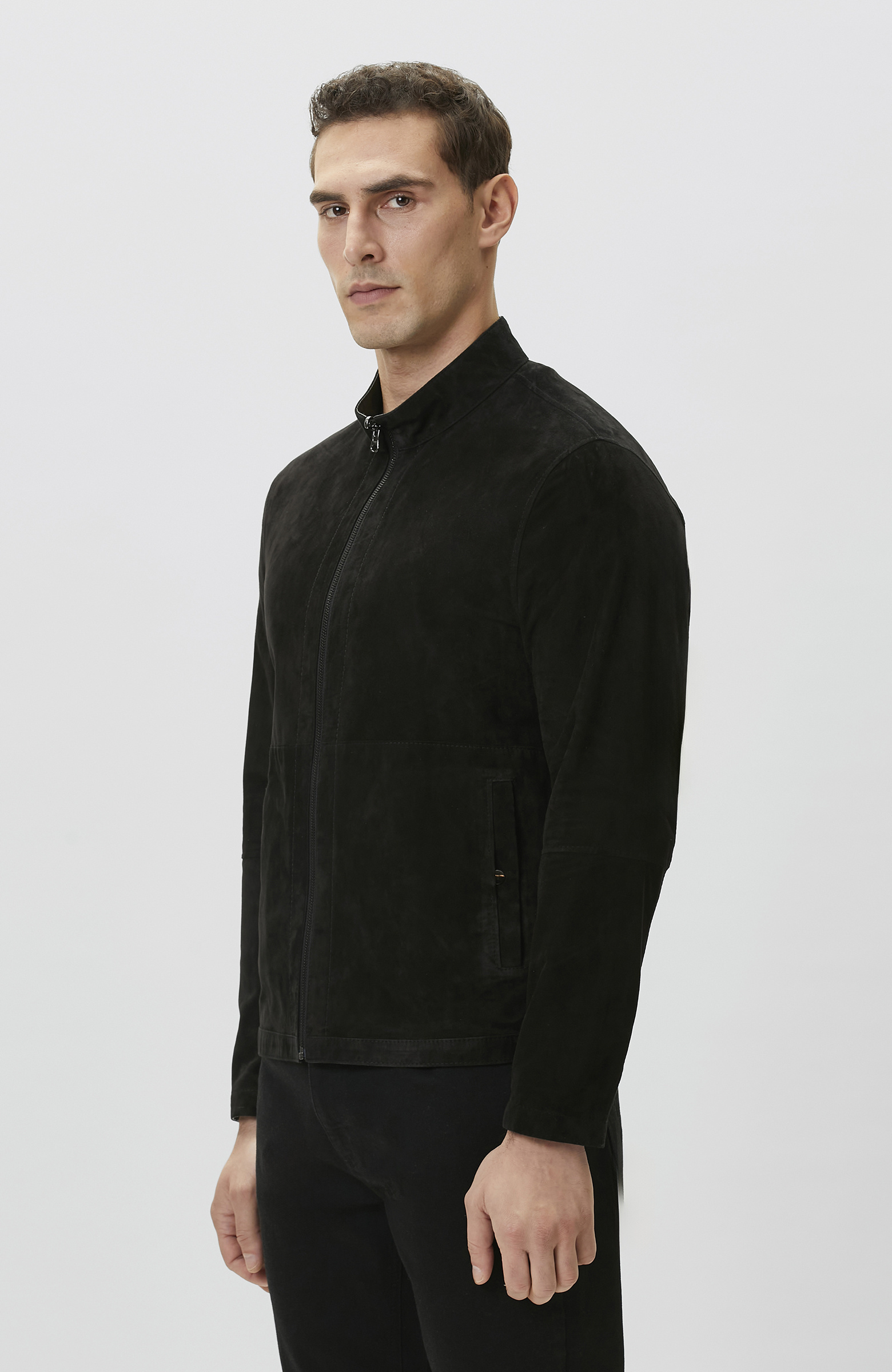 Siyah Çift Taraflı Süet Mont