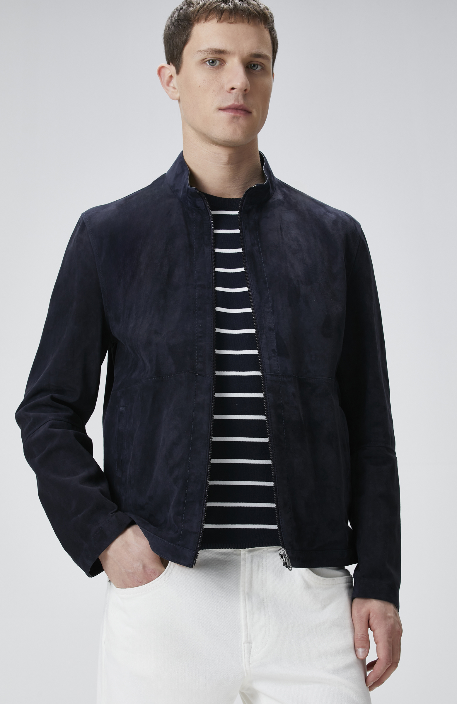 Lacivert Çift Taraflı Süet Mont