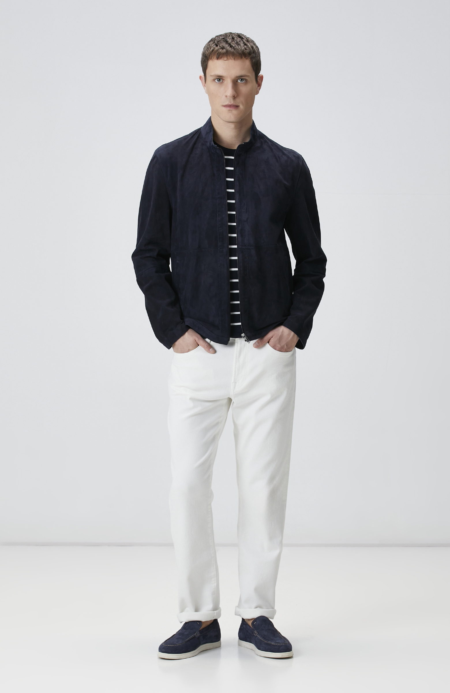 Lacivert Çift Taraflı Süet Mont