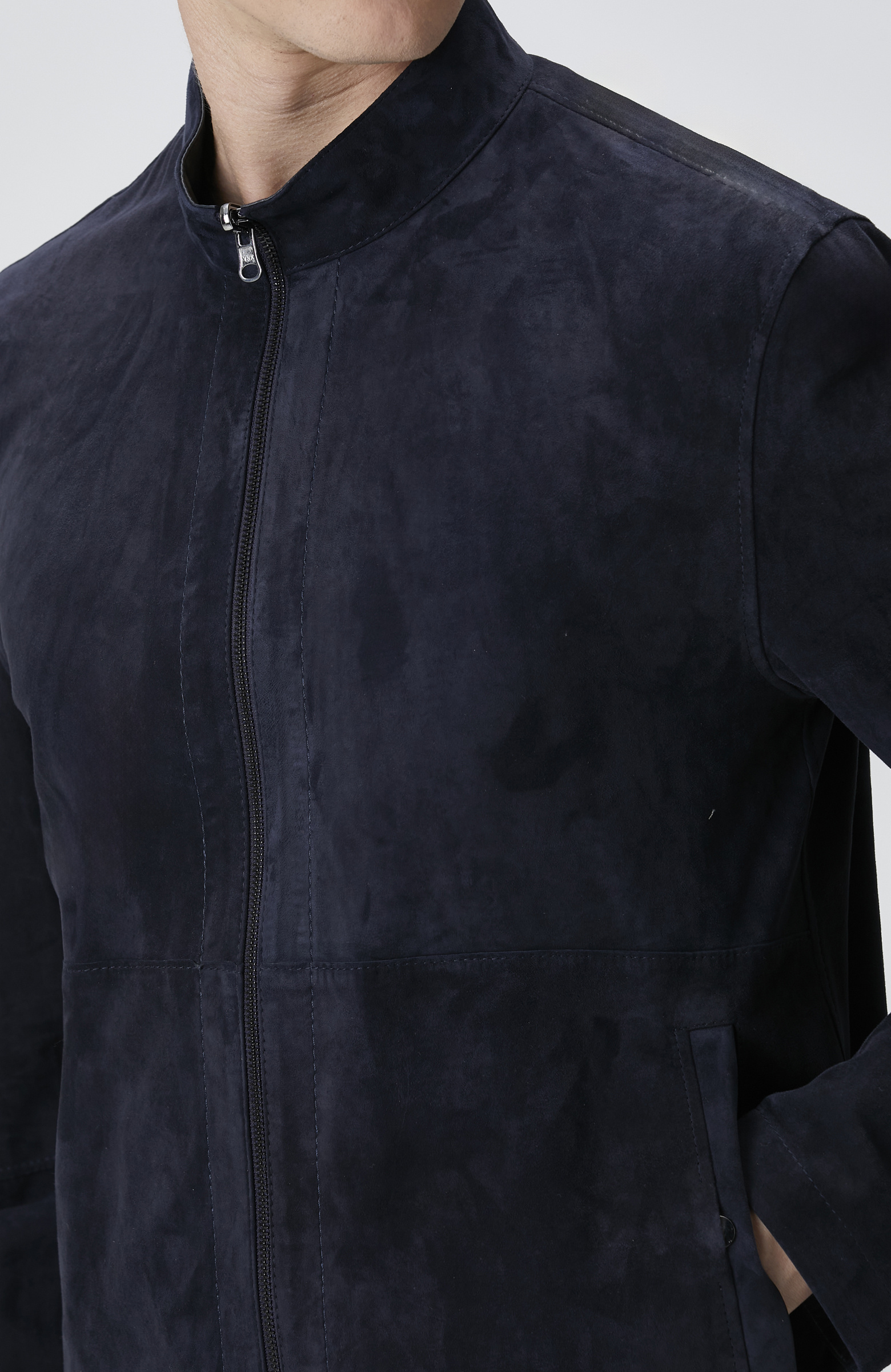 Lacivert Çift Taraflı Süet Mont