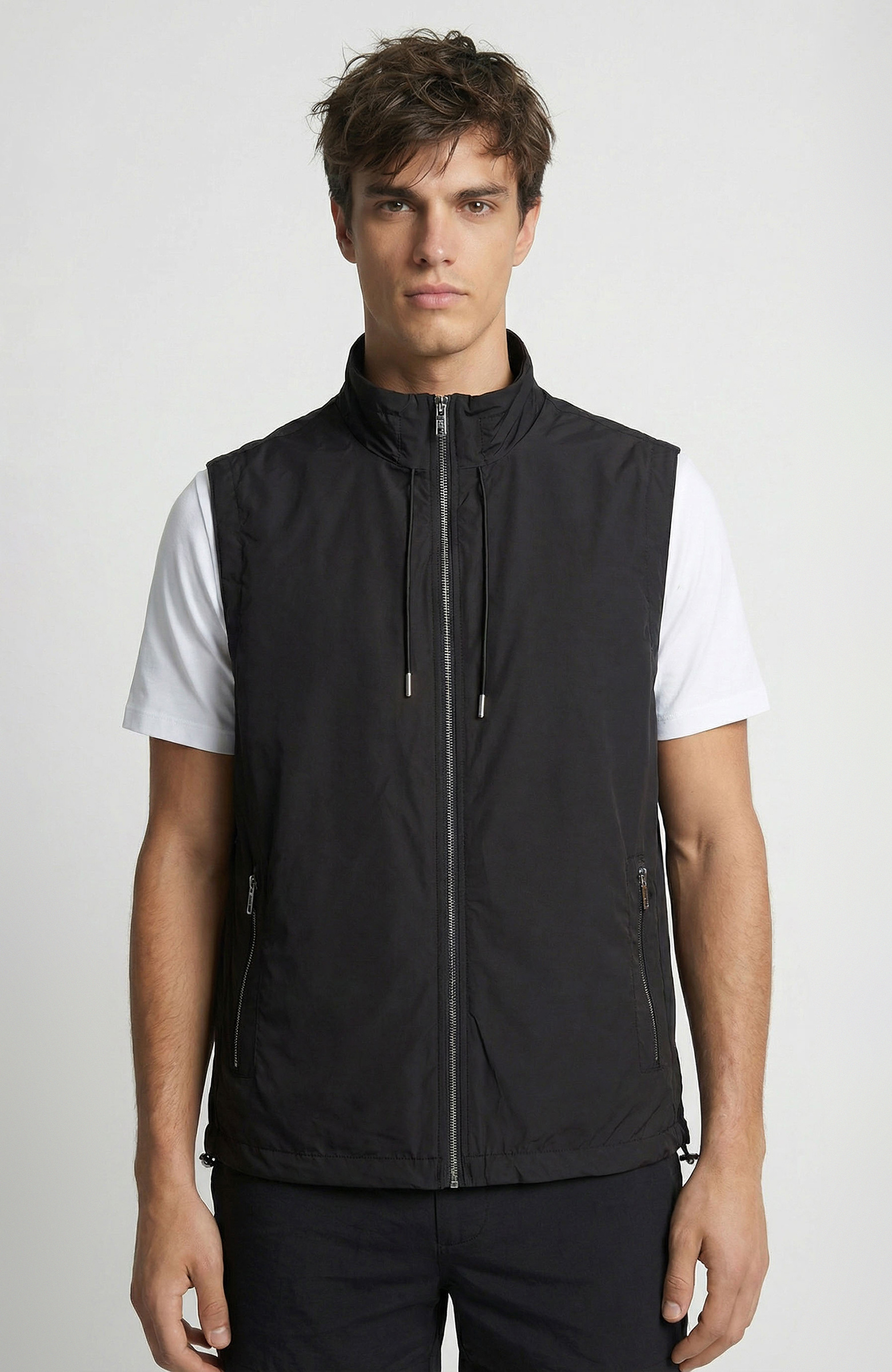 Siyah Dik Yaka Casual Yelek