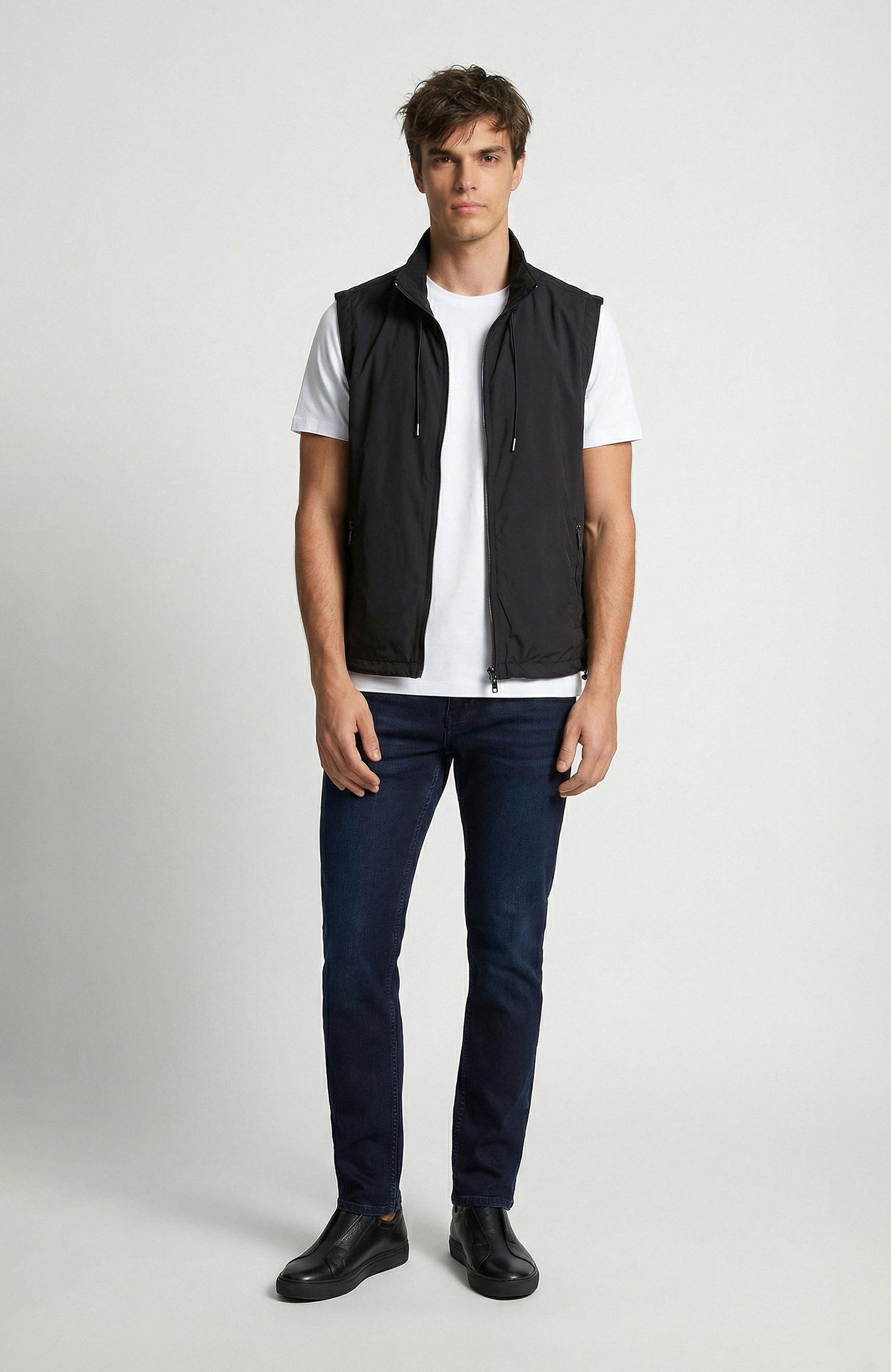 Siyah Dik Yaka Casual Yelek