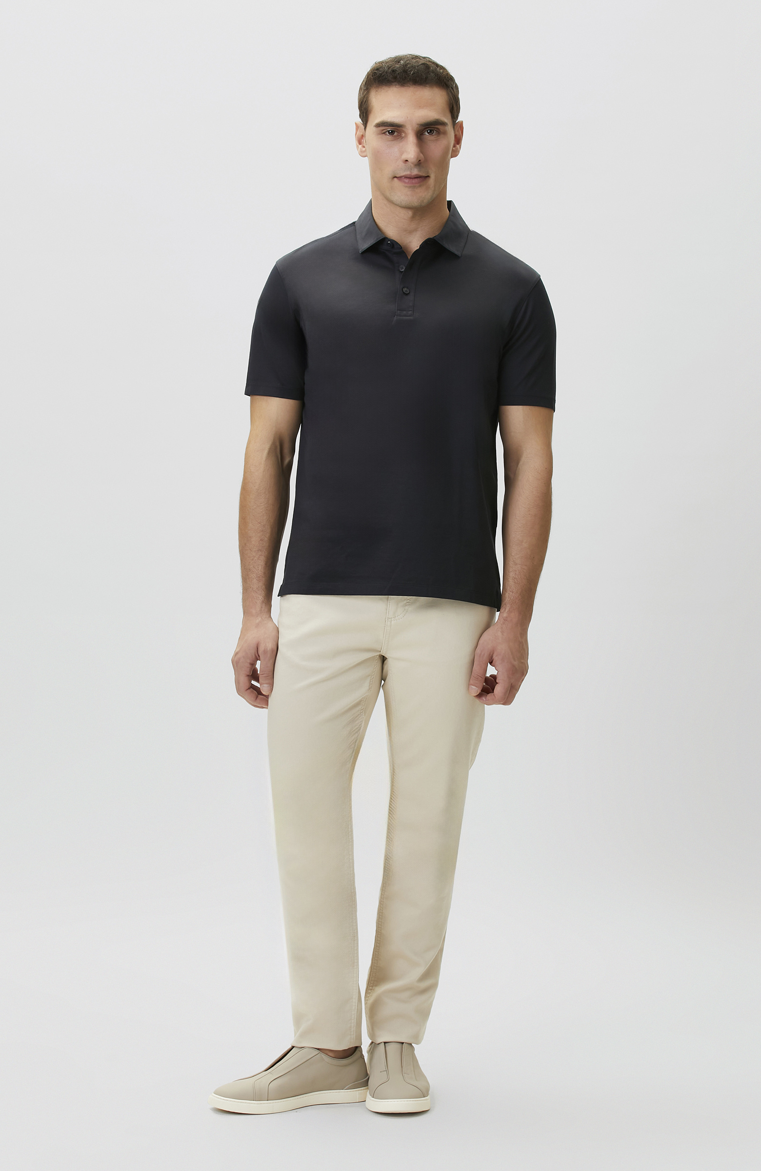 Non-Iron Polo Yaka Siyah T-shirt
