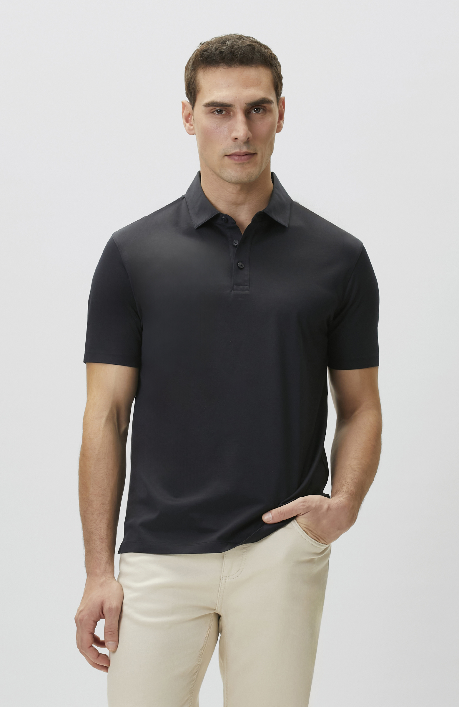 Non-Iron Polo Yaka Siyah T-shirt