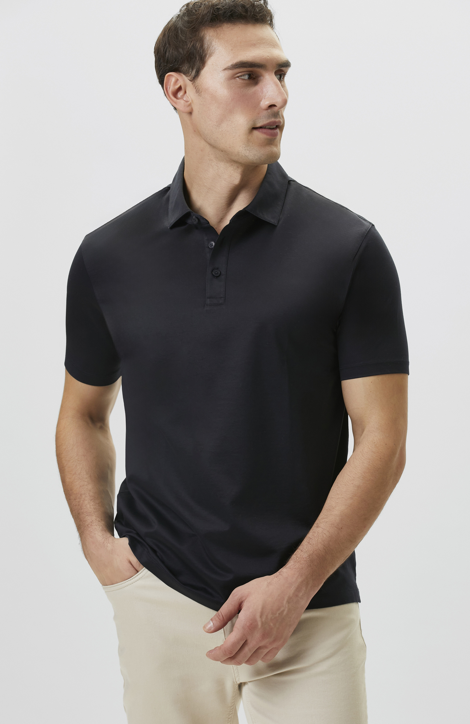 Non-Iron Polo Yaka Siyah T-shirt