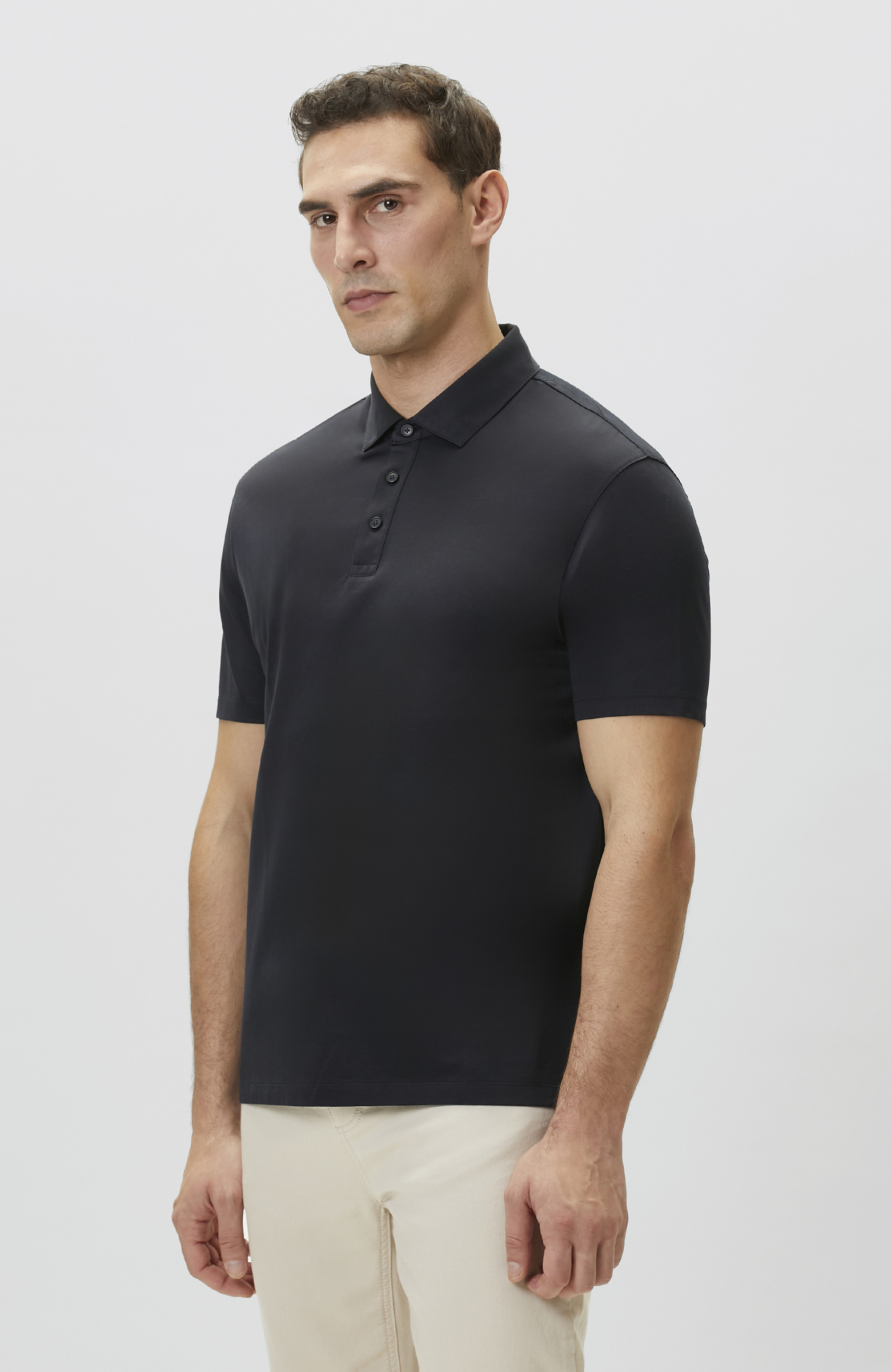 Non-Iron Polo Yaka Siyah T-shirt