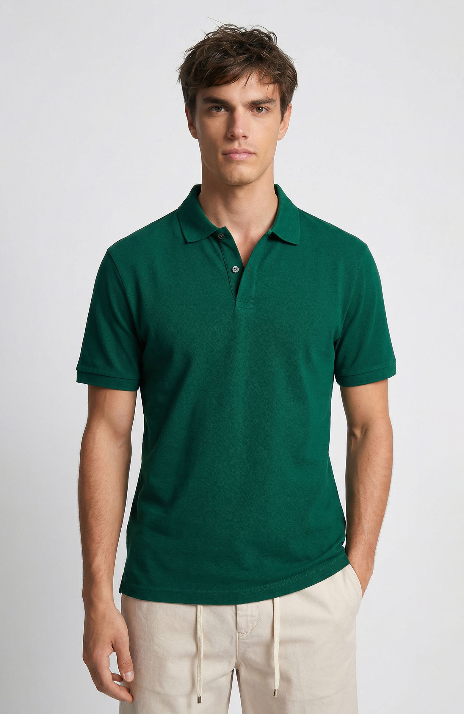 Yeşil Polo Yaka Pike T-shirt