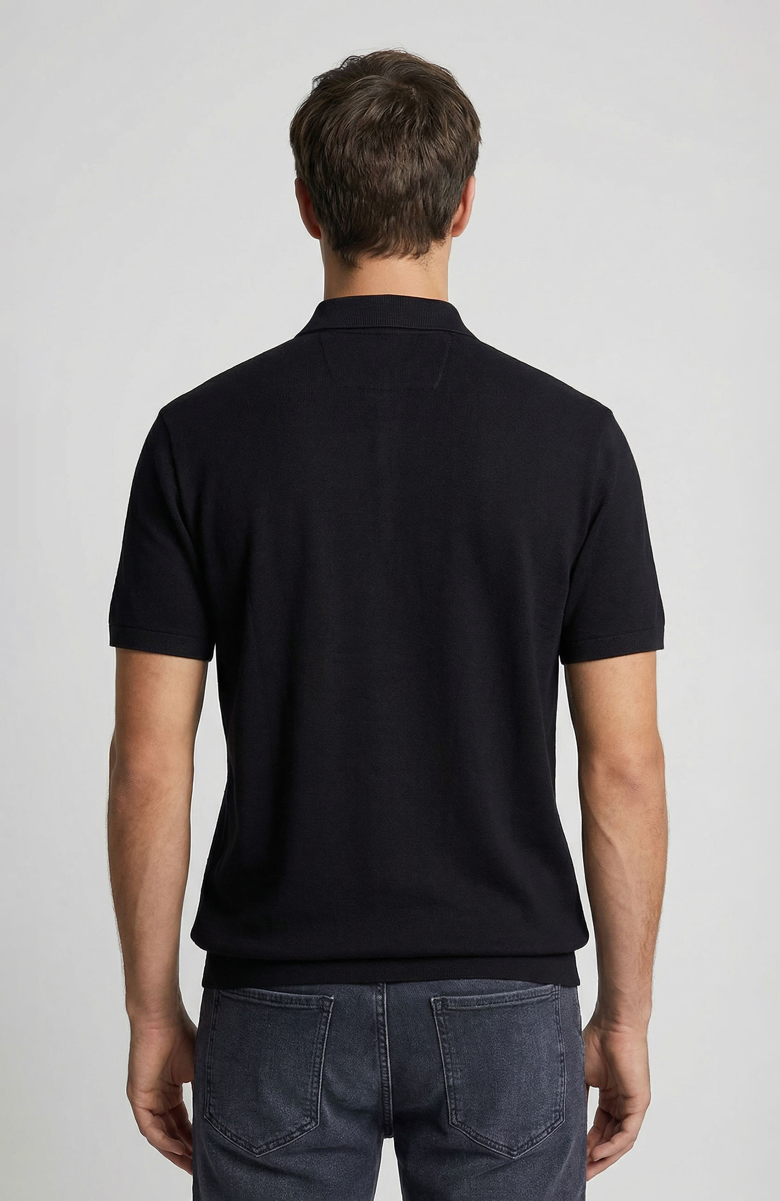 Black Polo Neck Pique T-shirt