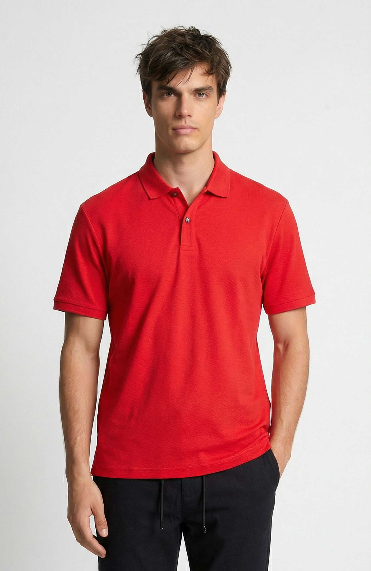 Kırmızı Polo Yaka Pike T-shirt