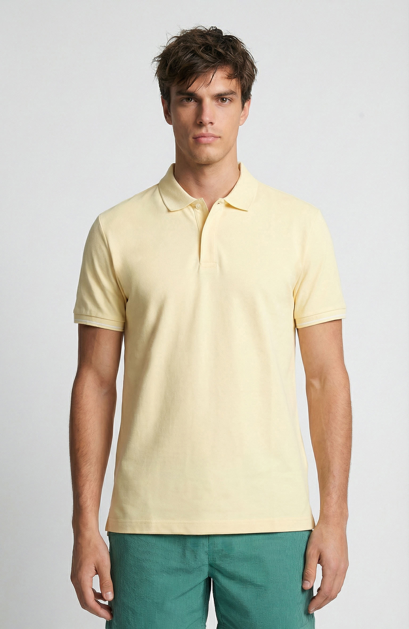 Sarı Polo Yaka Pike T-Shirt