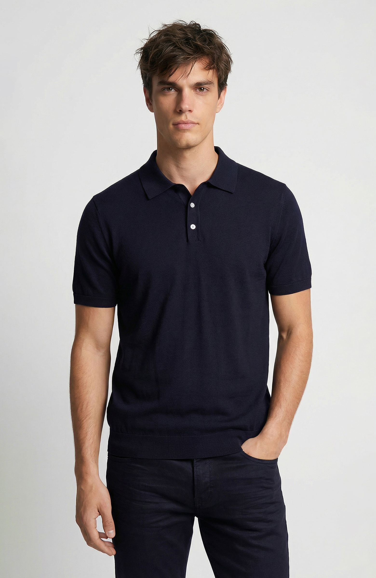 Limited Lacivert İpek Karışımlı Triko Kazak