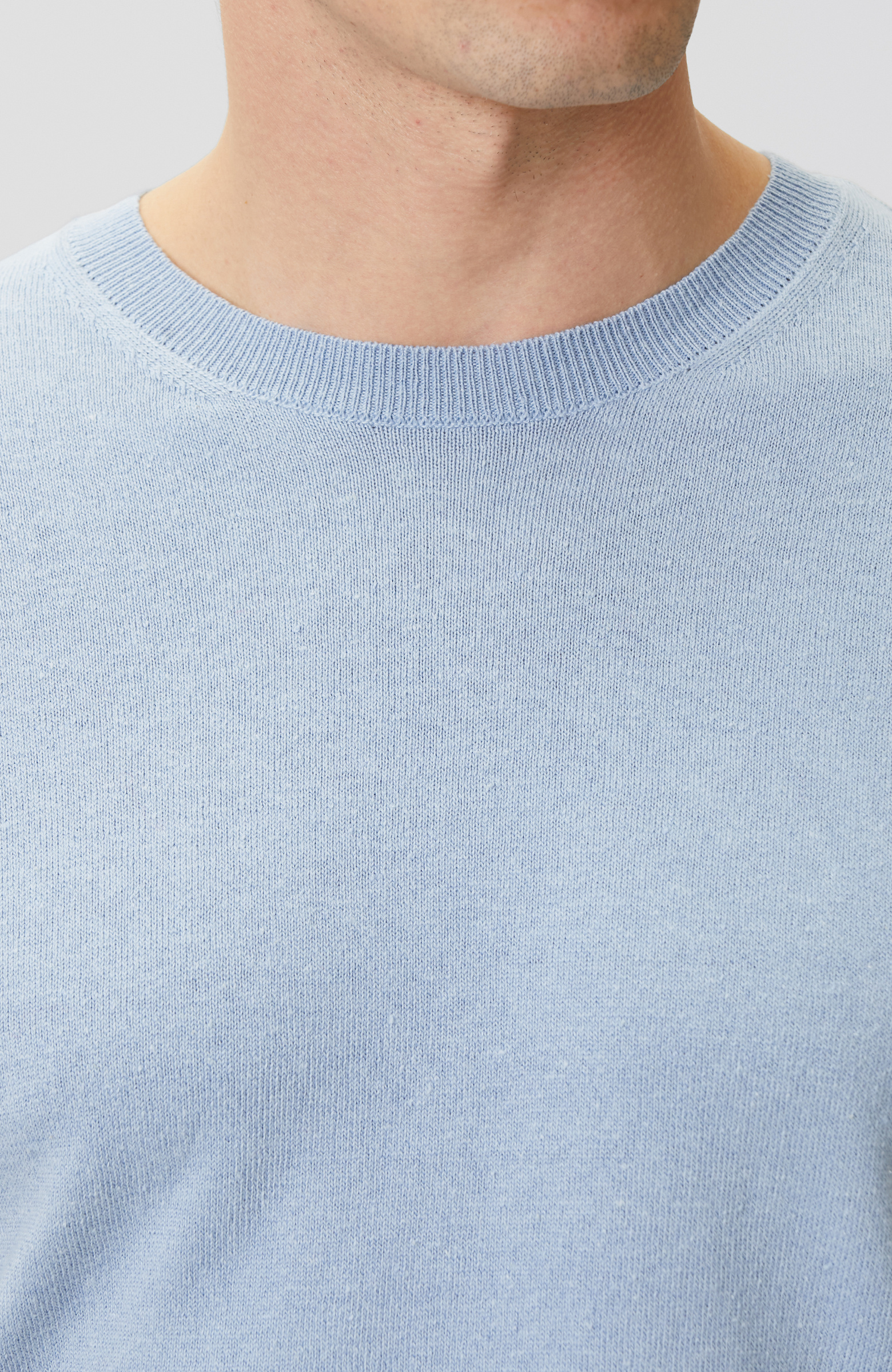 Mavi Keten Karışımlı Triko Kazak