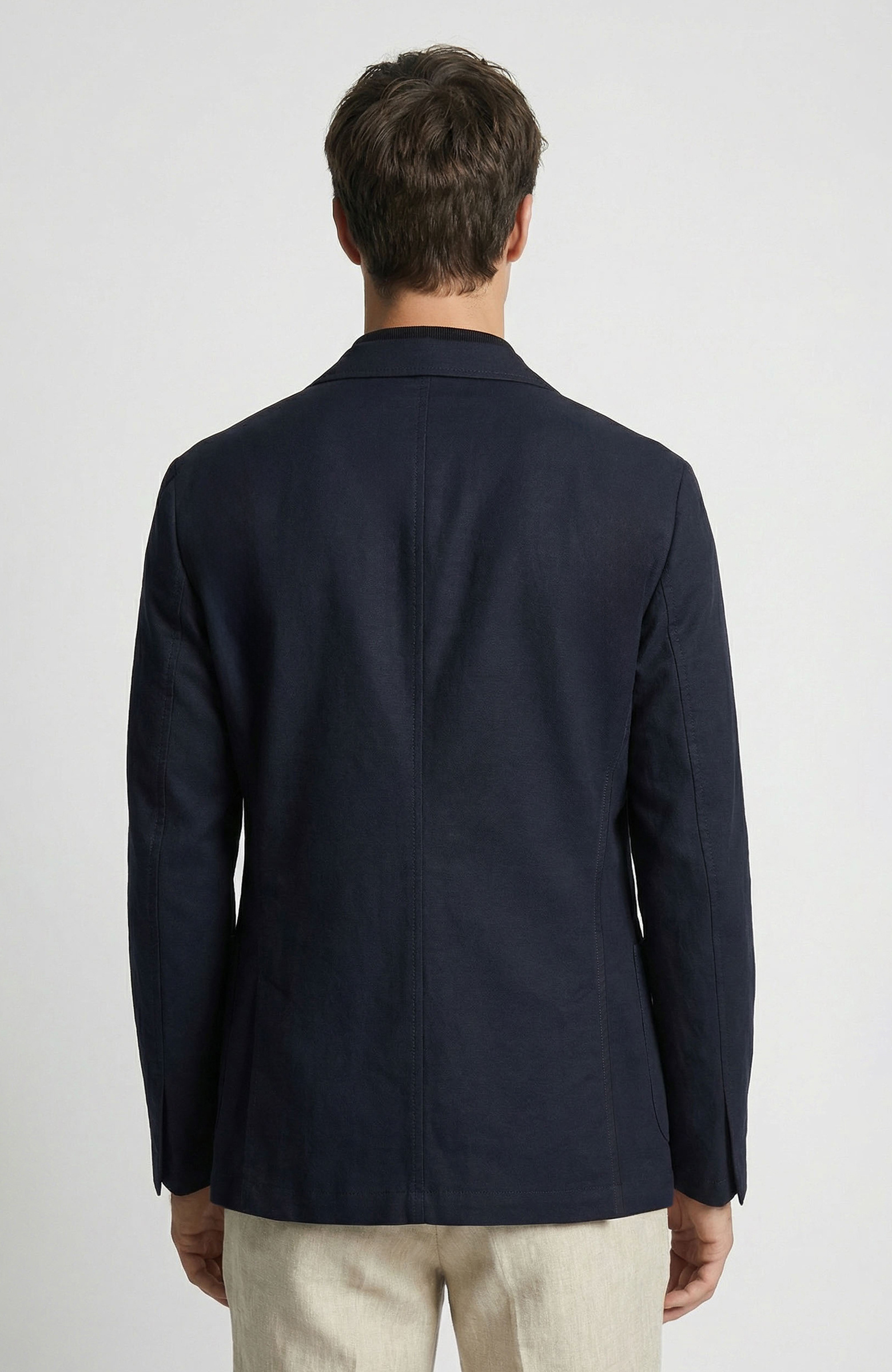 Lacivert Keten Karışımlı Ceket