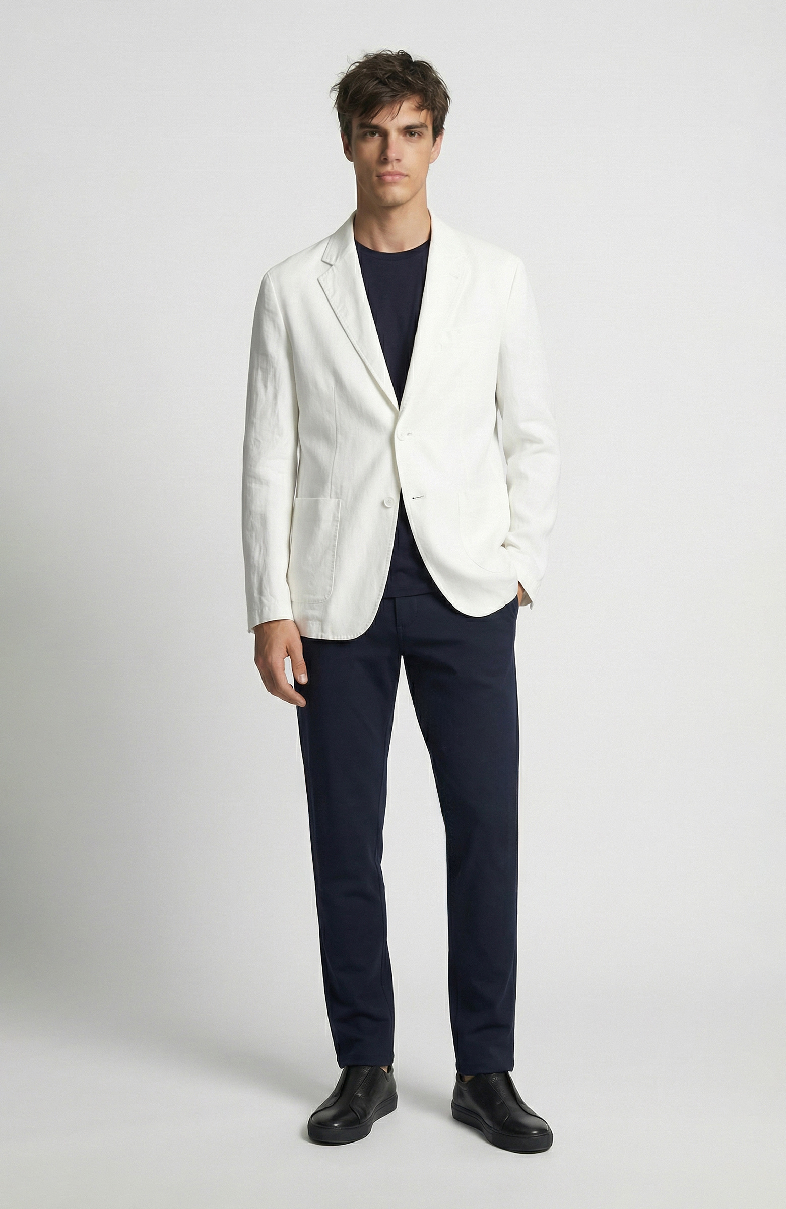 Ekru Keten Karışımlı Ceket