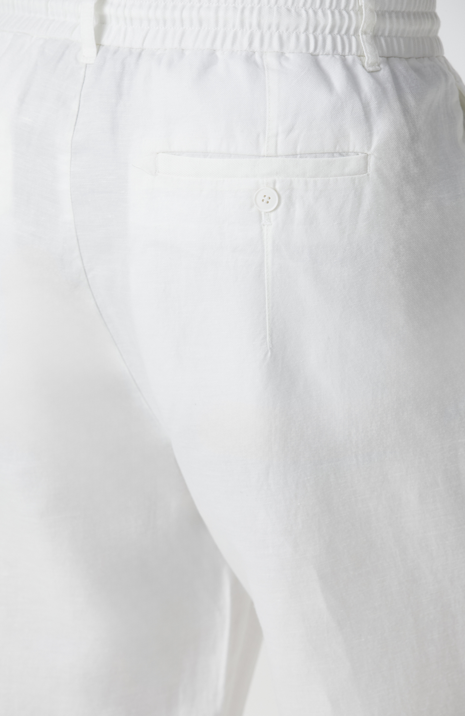 Ekru Tek Pileli Keten Karışımlı Pantolon