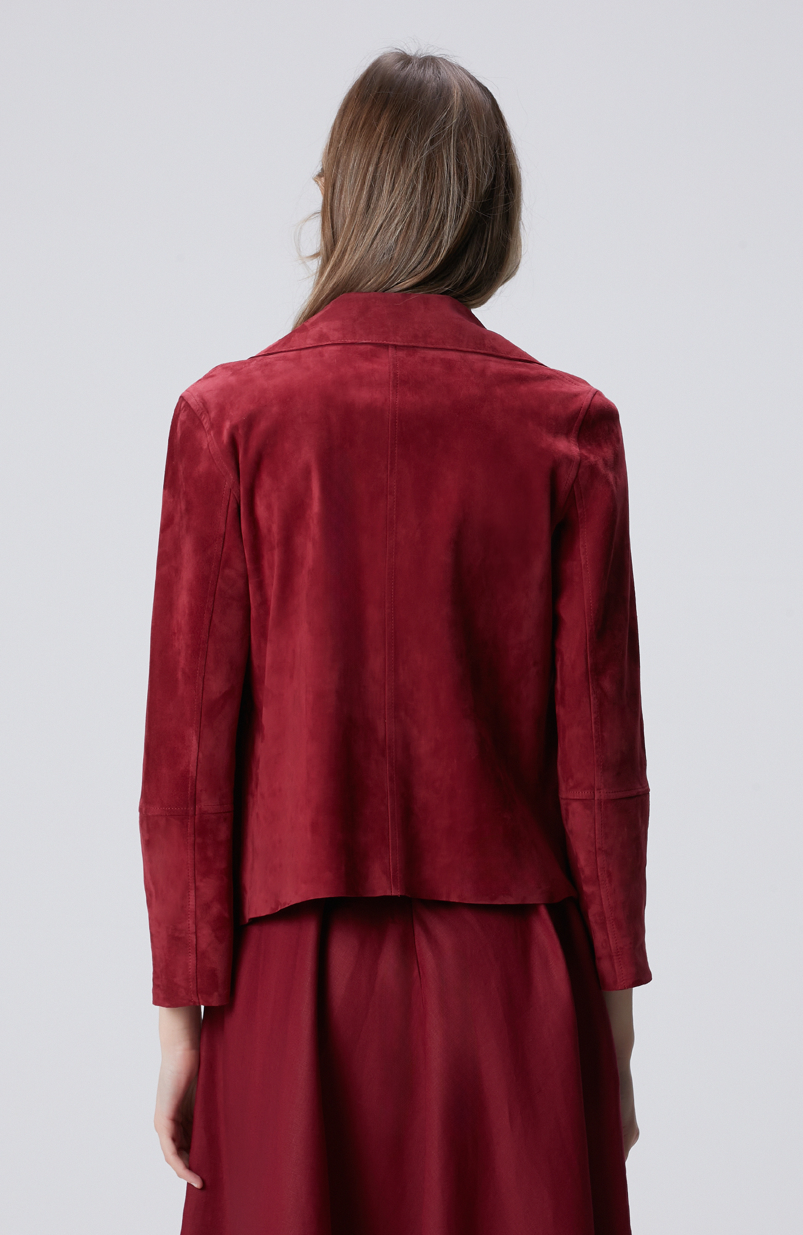 Vişne Süet Deri Mont