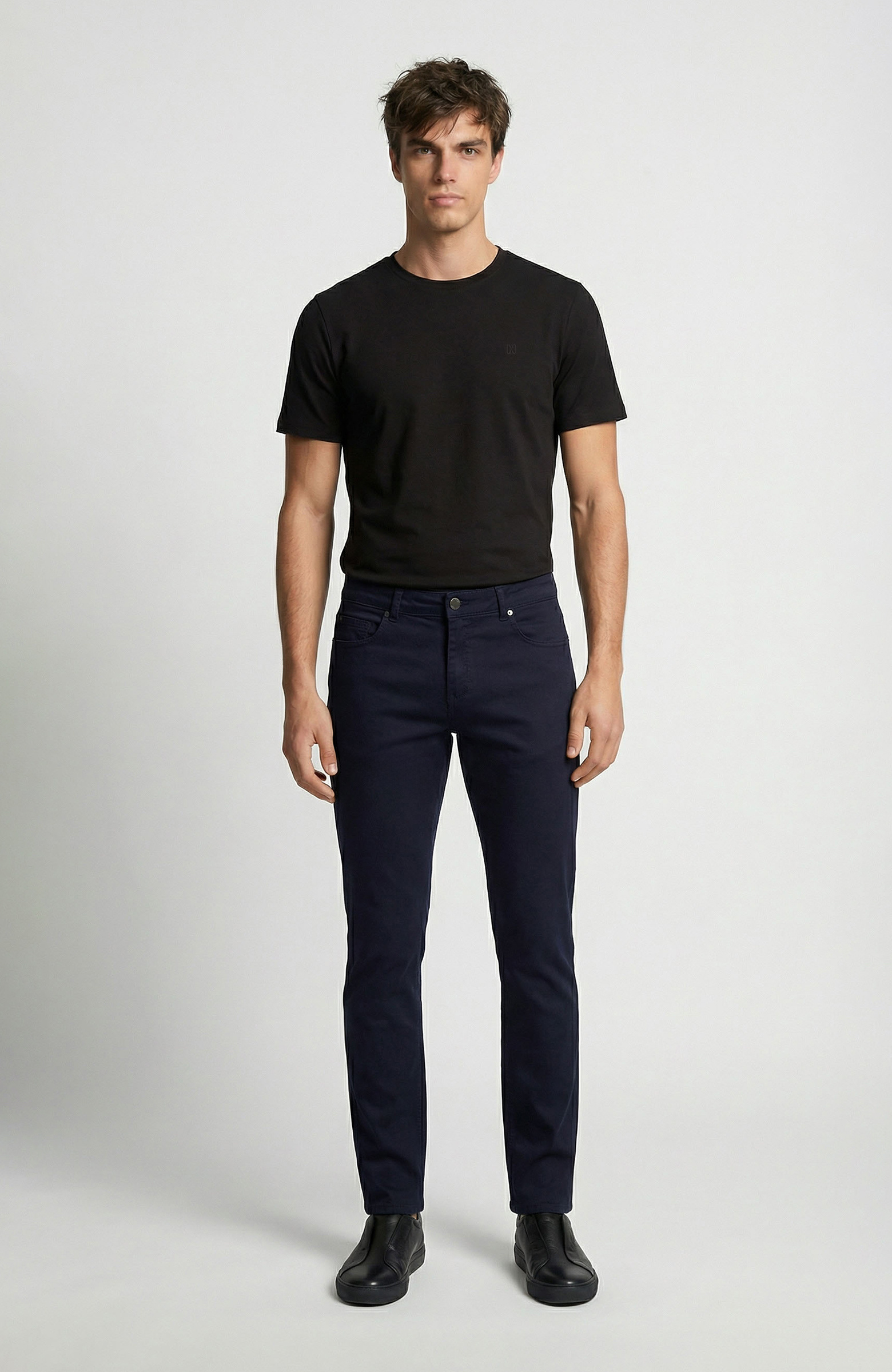 Slim Fit Lacivert 5 Cep Armür Desen Pantolon