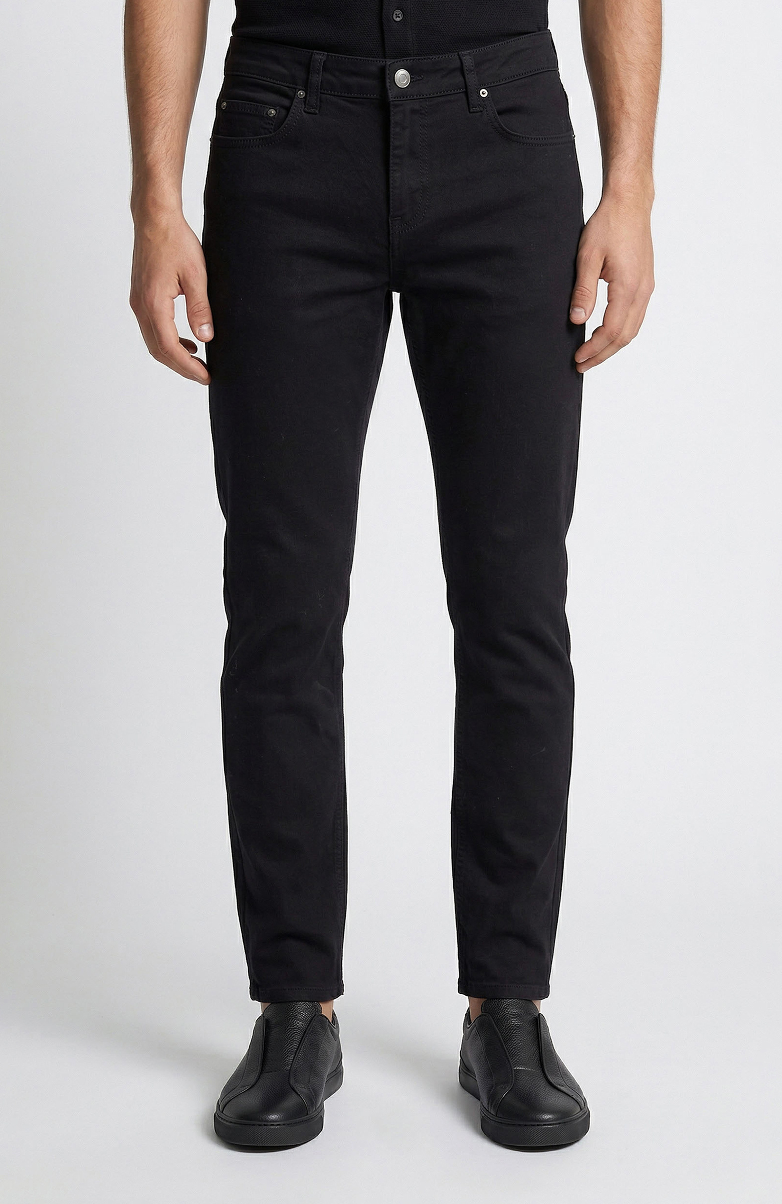 Siyah Slim Fit Armür Desen Pantolon