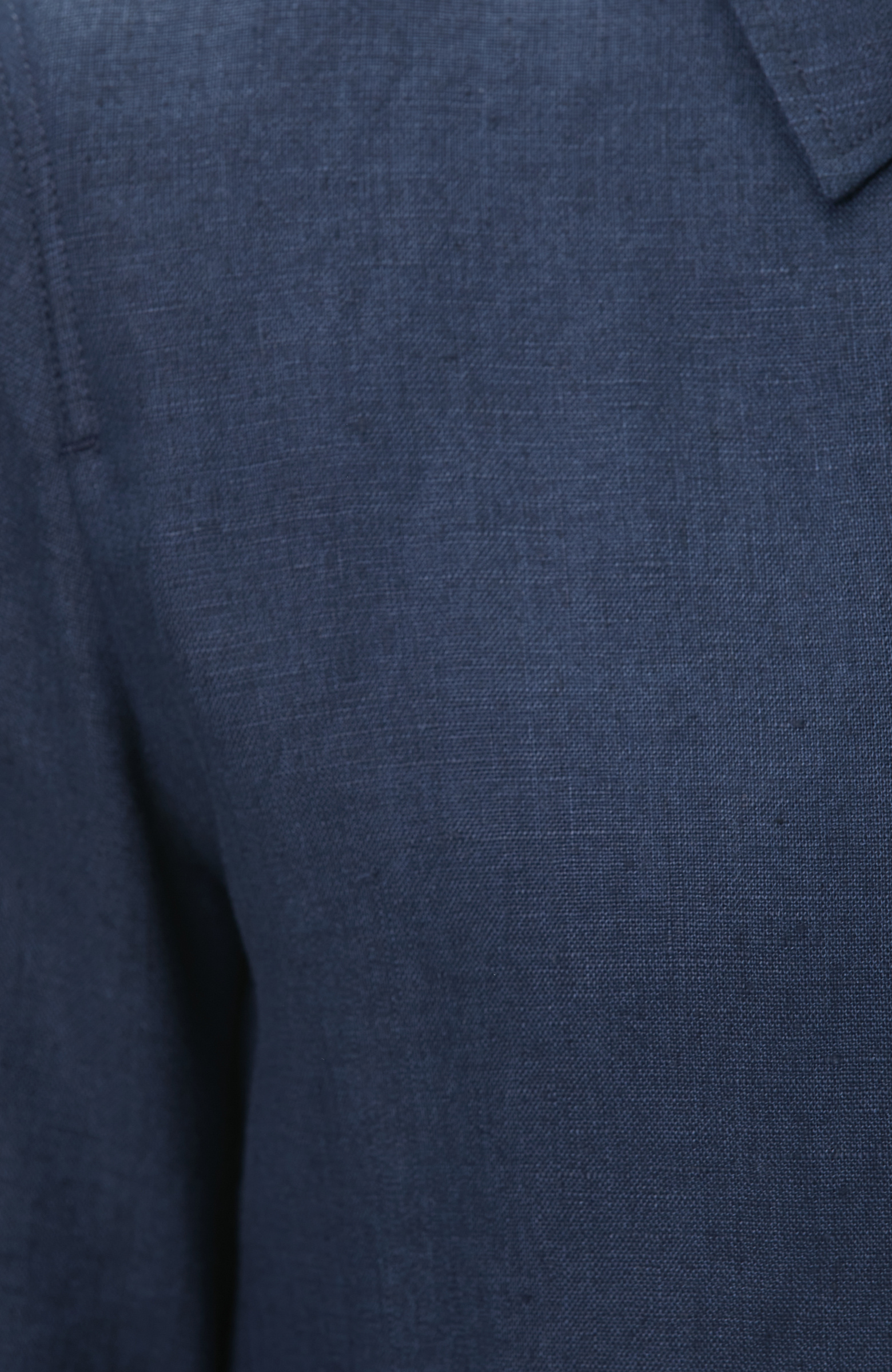 Comfort Fit Lacivert Cep Detaylı Keten Dış Gömlek