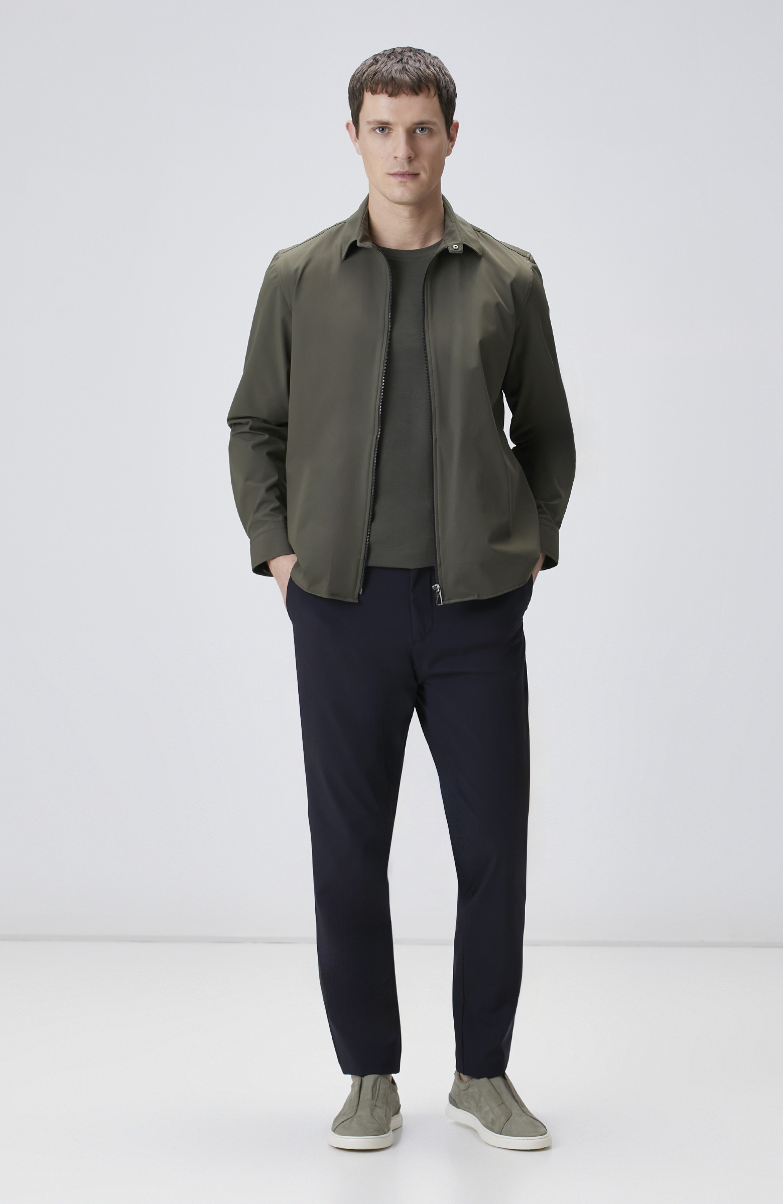 Haki Slim Fit Cep Detaylı Dış Gömlek