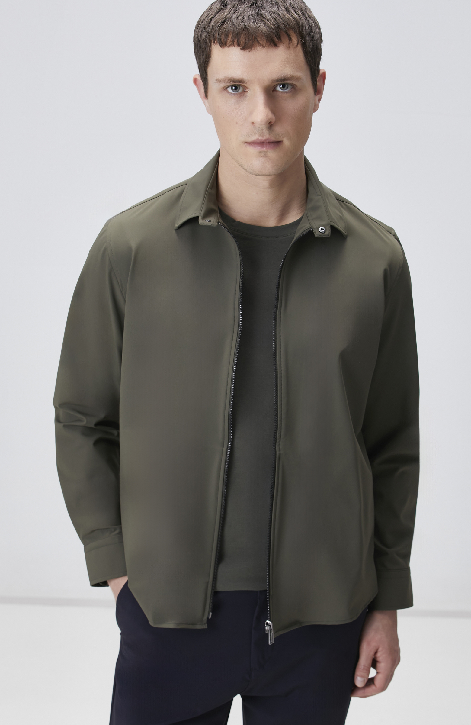 Haki Slim Fit Cep Detaylı Dış Gömlek