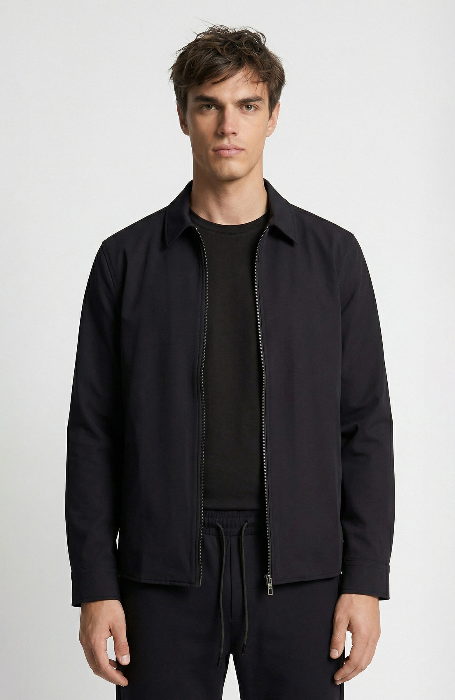 Siyah Slim Fit Cep Detaylı Dış Gömlek