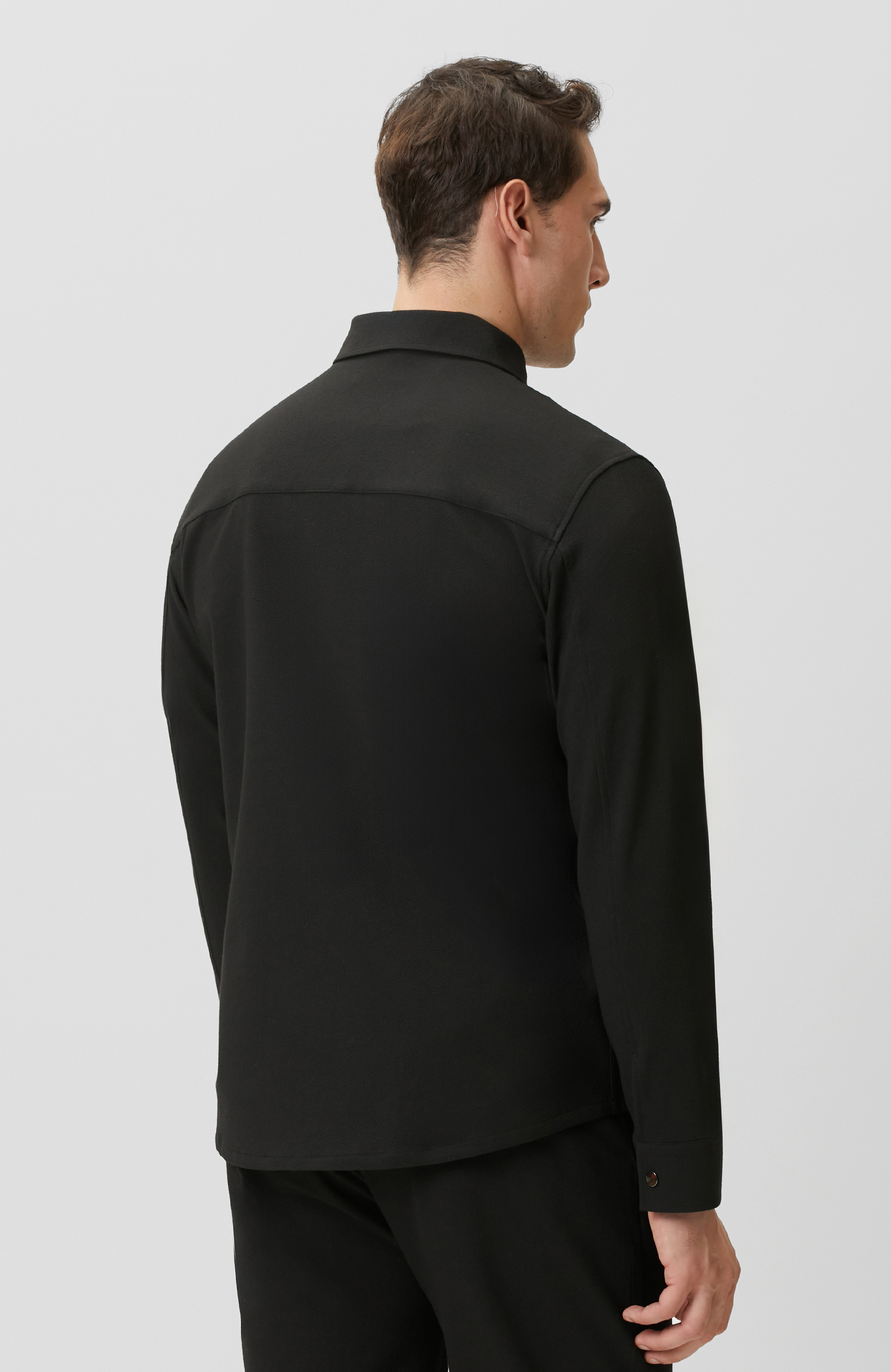 Black Seersucker Pattern Outer Shirt