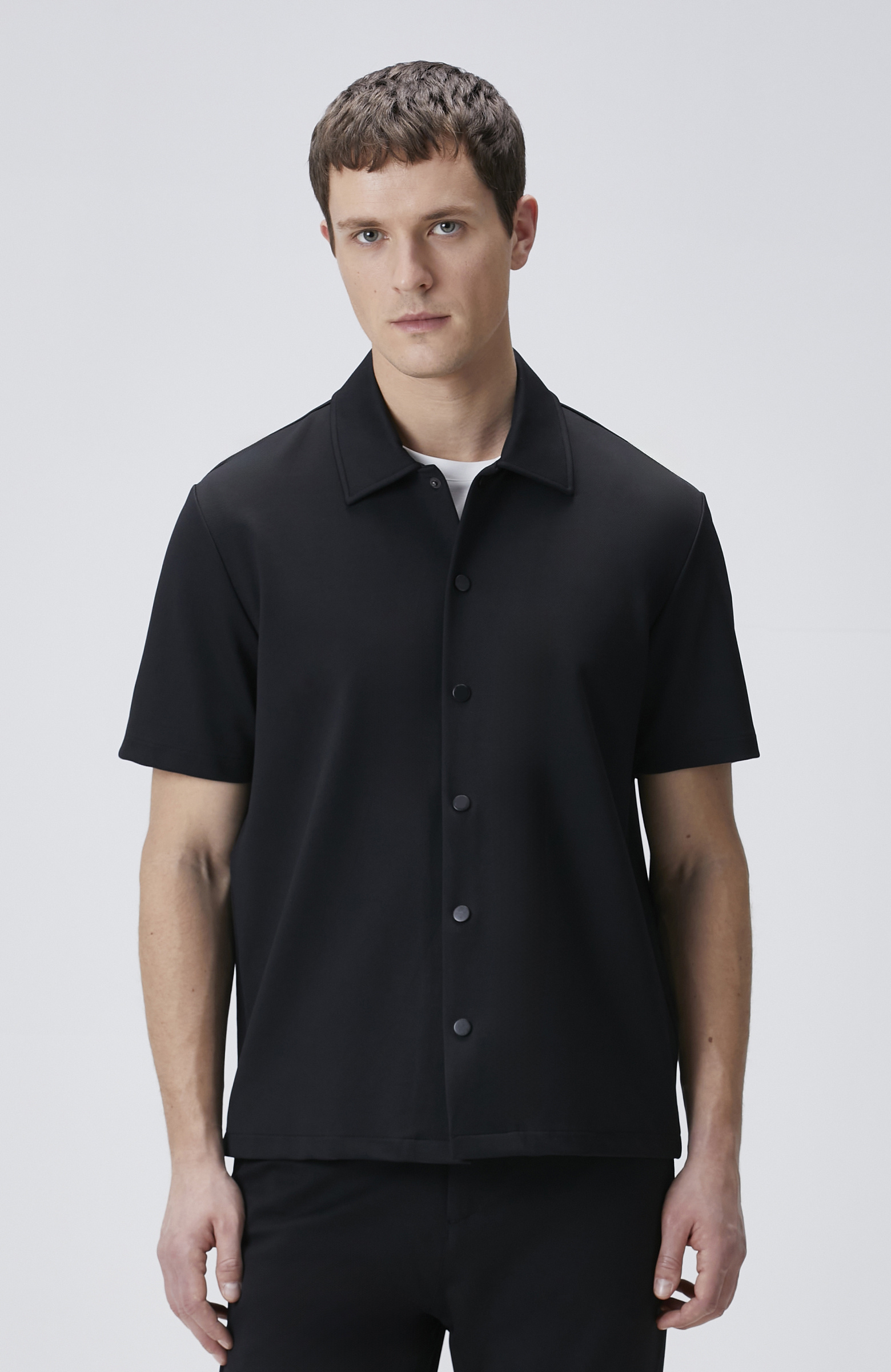 Siyah Diyagonal Desen Dış Gömlek