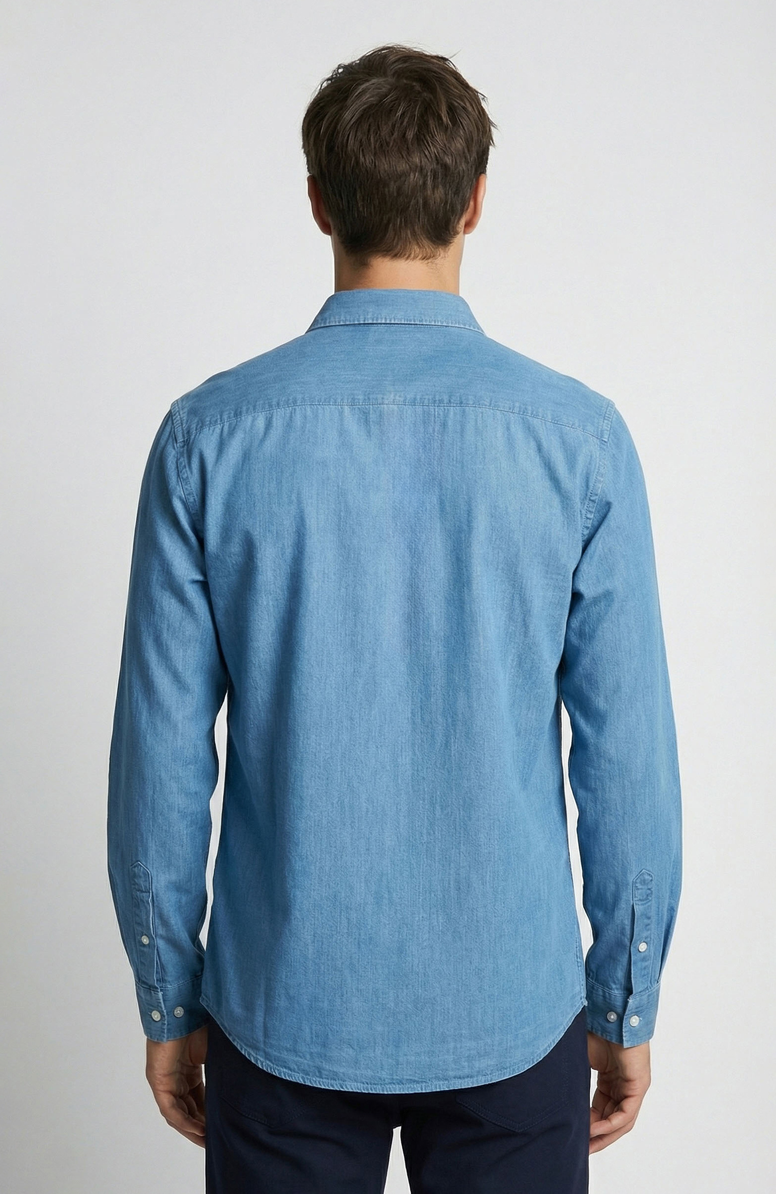 Açık Mavi Lyocelli Denim Look Gömlek