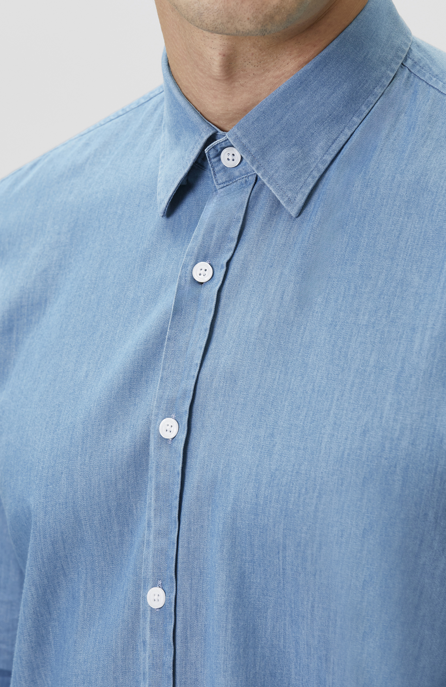 Açık Mavi Lyocelli Denim Look Gömlek