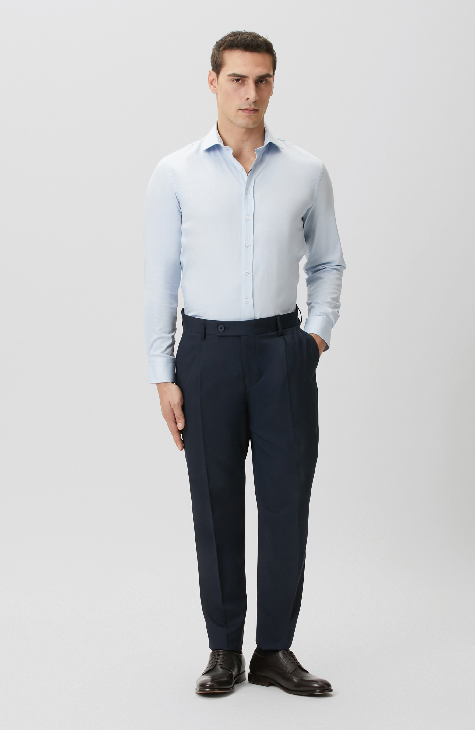 Light Blue Plain Cotton Satin Shirt