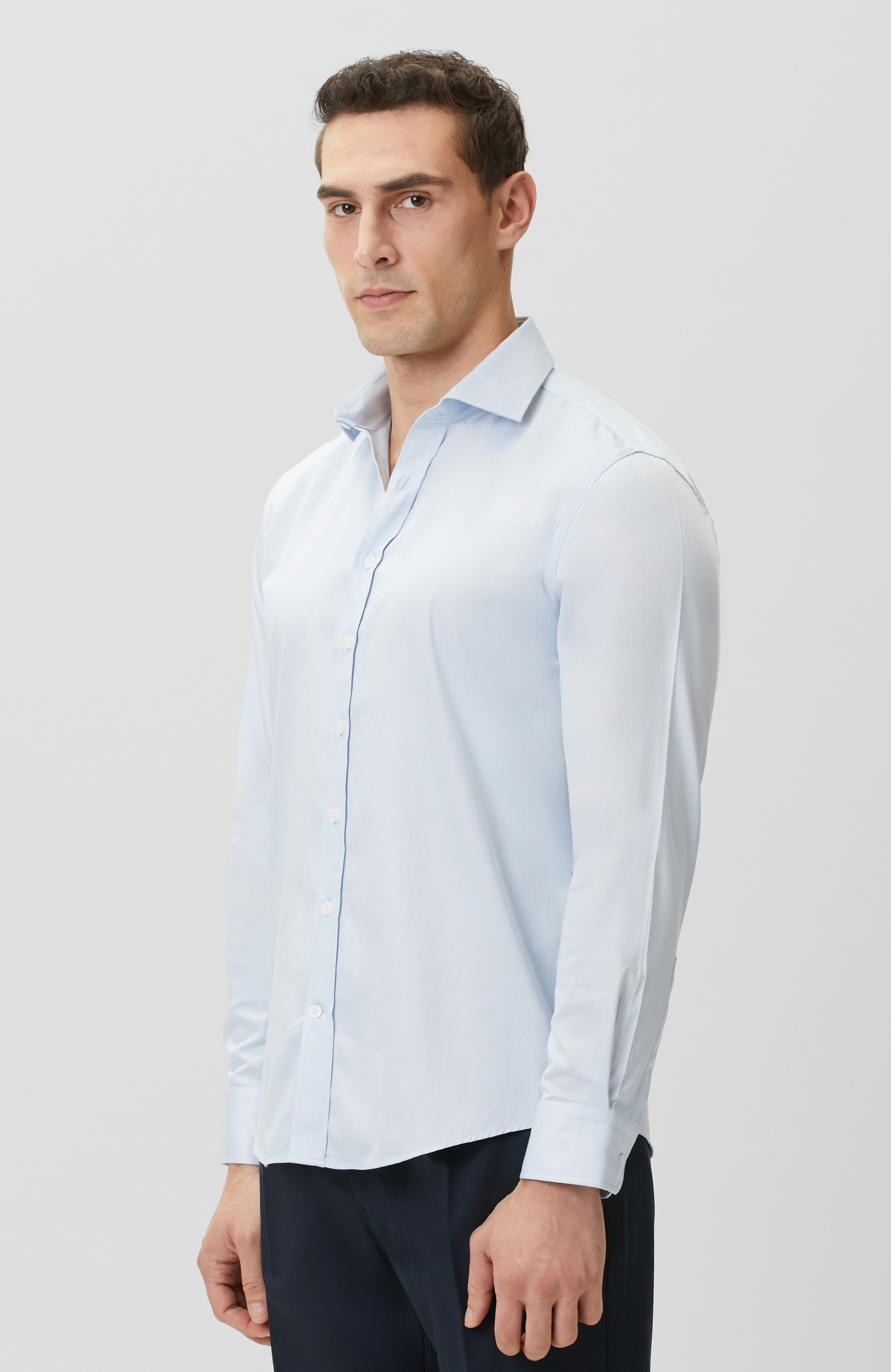Light Blue Plain Cotton Satin Shirt