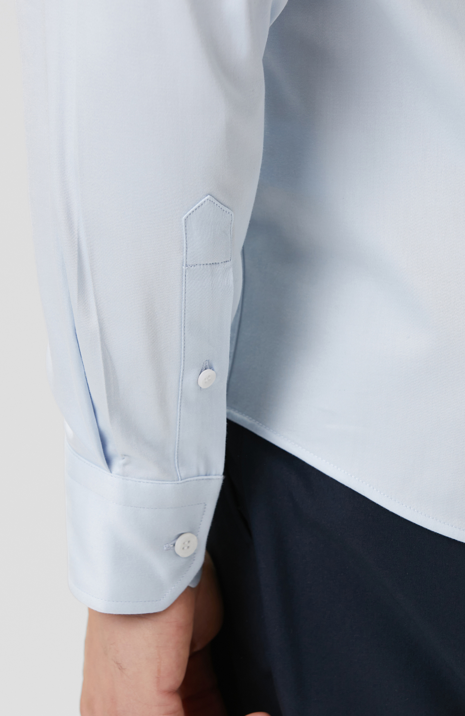 Light Blue Plain Cotton Satin Shirt