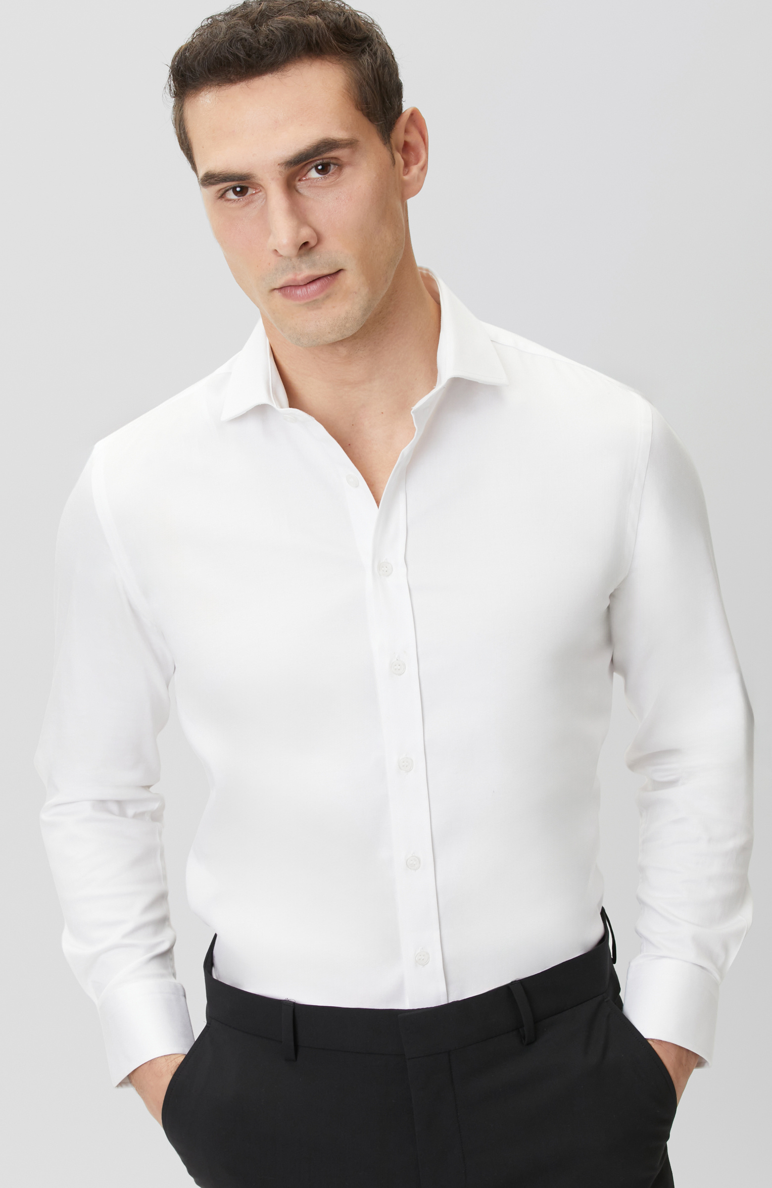 White Plain Cotton Satin Shirt