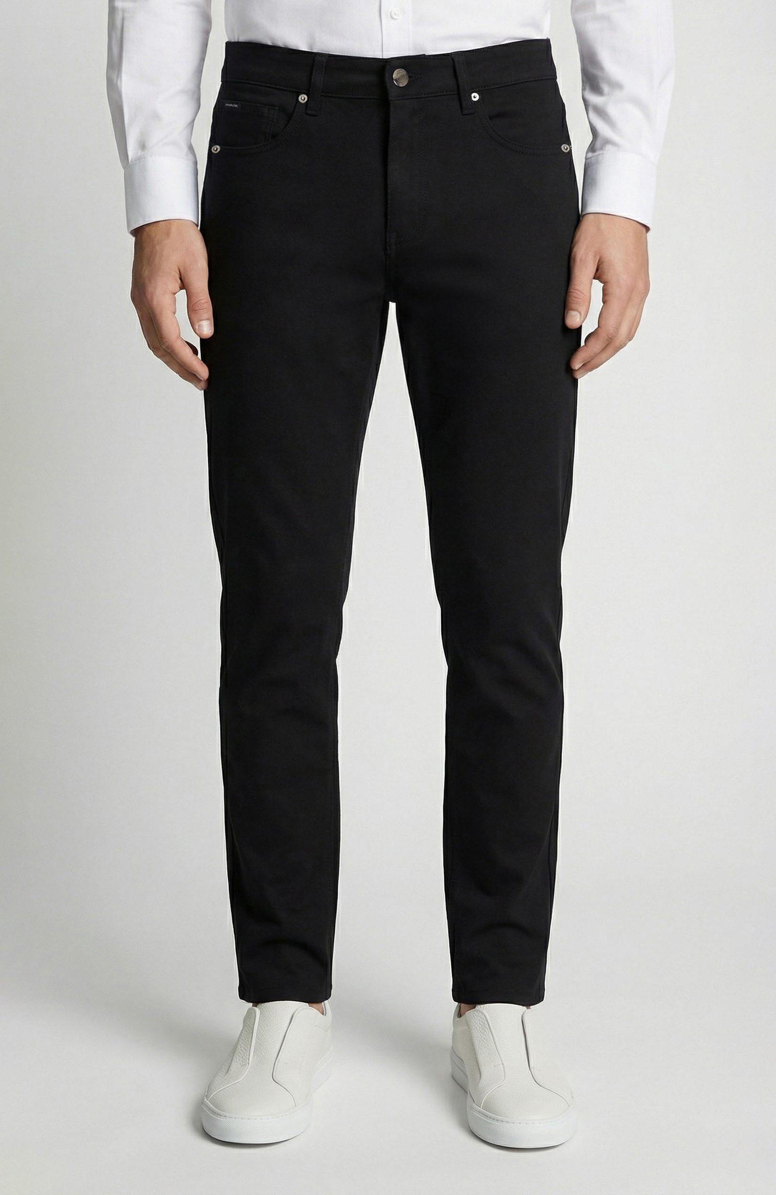 Slim Fit Siyah 5 Cep Dokuma Casual Pantolon